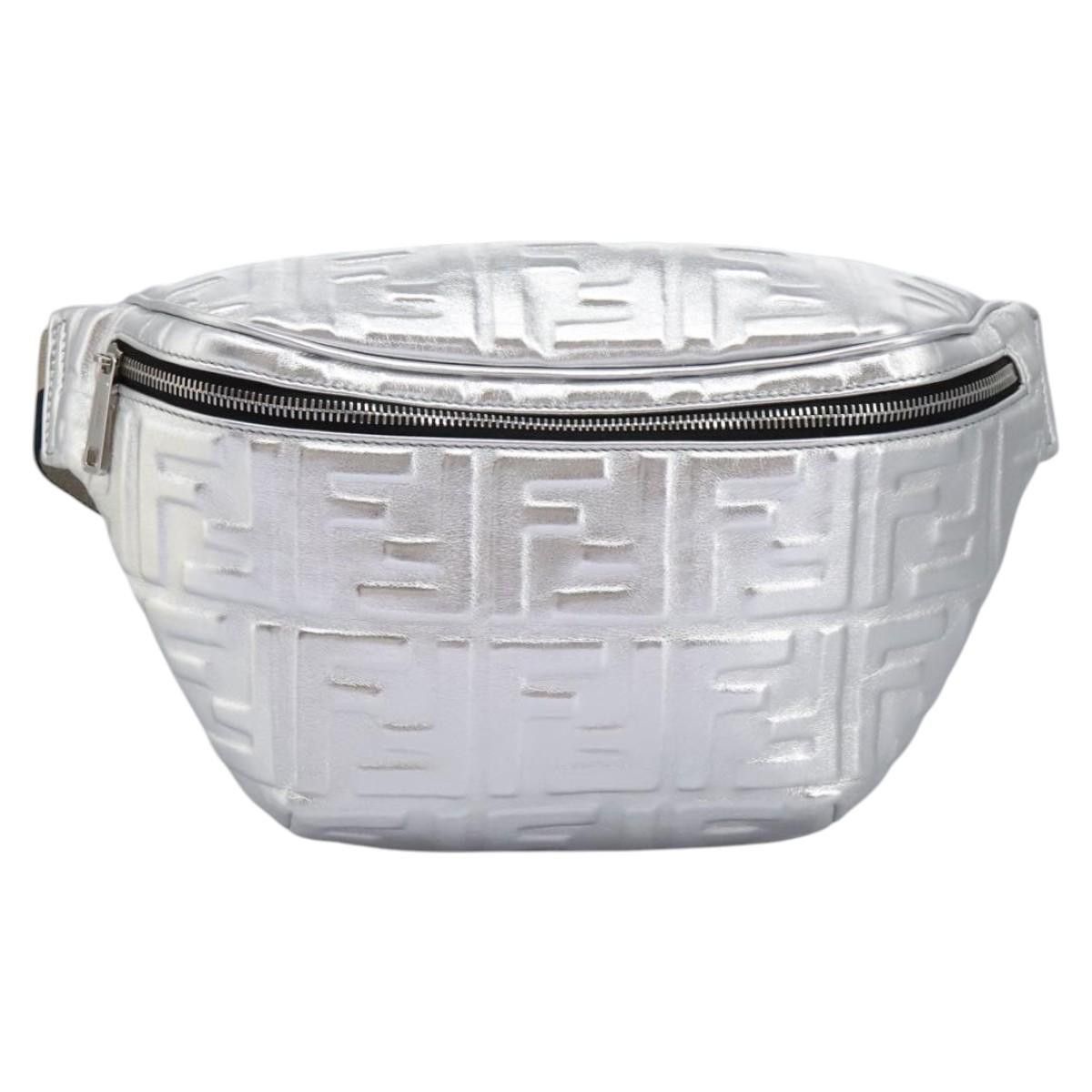 Ff Silver Leather Clutch Bag (Pre-Owned)