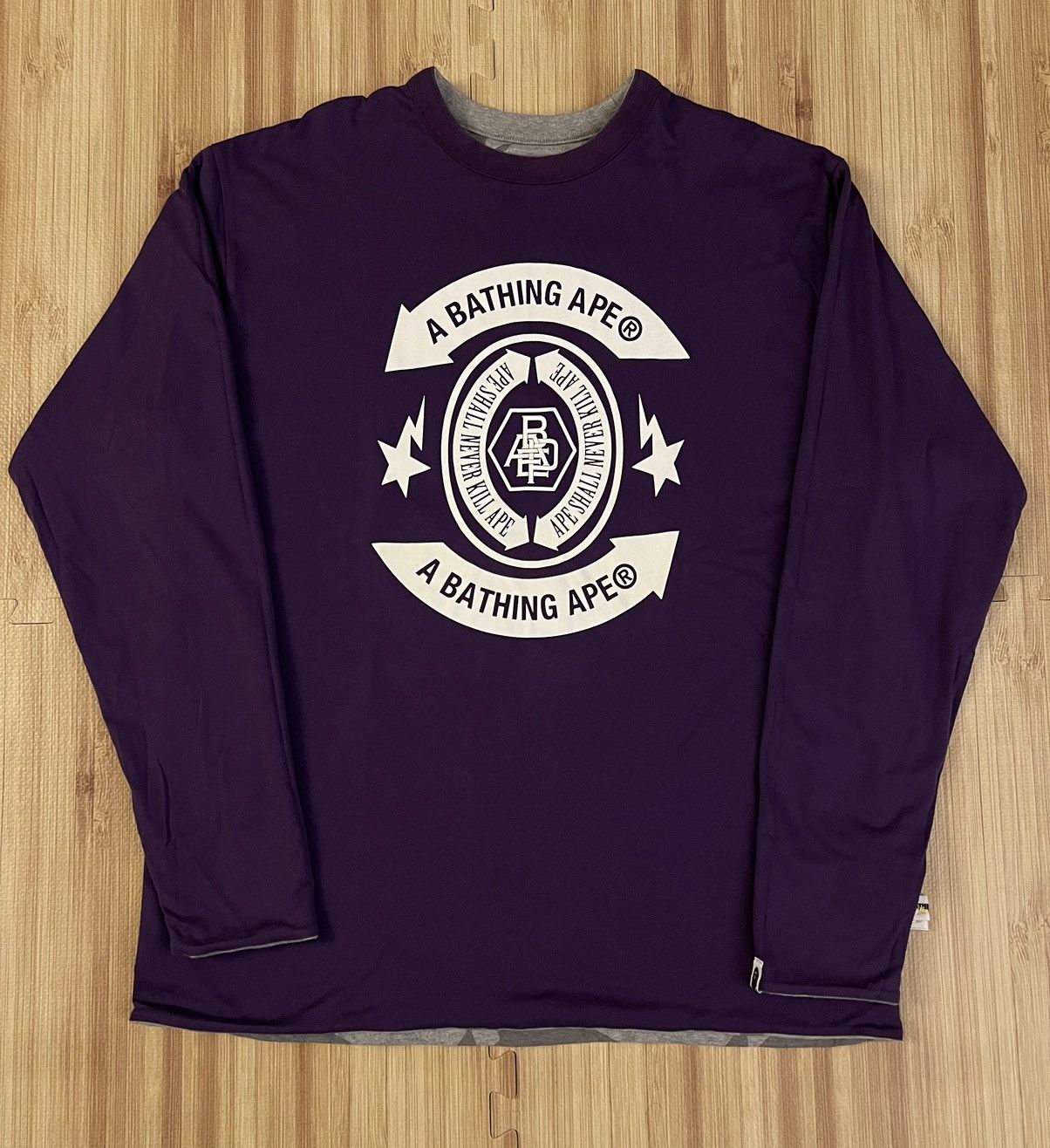 Bape 2008 Bape Bapesta long sleeve reversible purple grey L Size US L / EU 52-54 / 3 - 2 Thumbnail