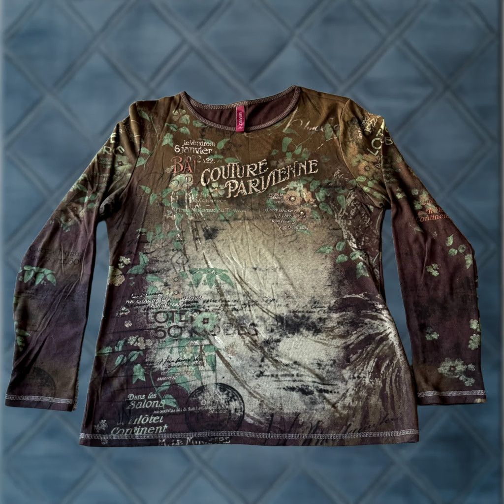 Vintage VINTAGE Gitano Top Womens XL Brown Floral Graphic Tee T Shirt USA 90s Size XL / US 12-14 / IT 48-50 - 1 Thumbnail
