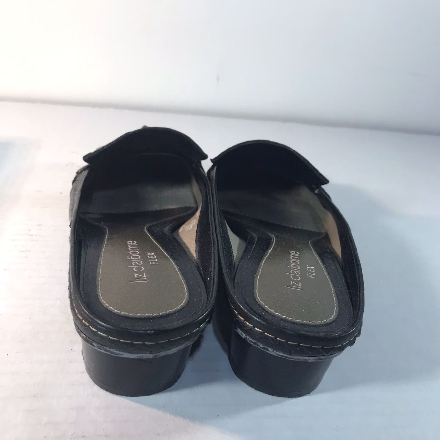 Liz Claiborne Liz Claiborne Flex Finola Black Leather Slide Sandals Womens Size 7.5M Block Heel Casual Size US 8 / IT 38 - 3 Thumbnail