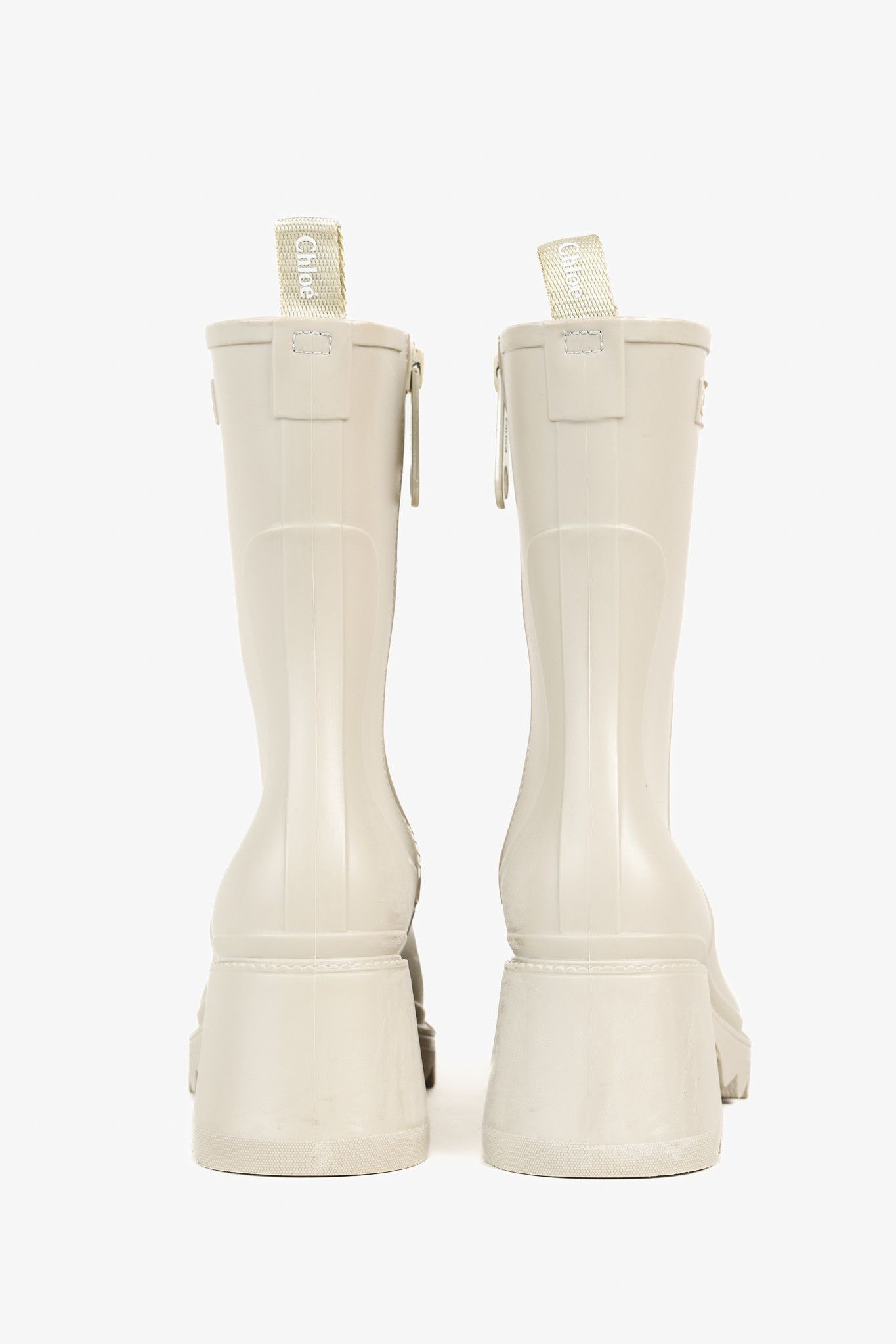 Chloe Chloe Betty Grey Rubber Chunky-Heel Rain Boots Size US 6.5 / IT 36.5 - 3 Thumbnail