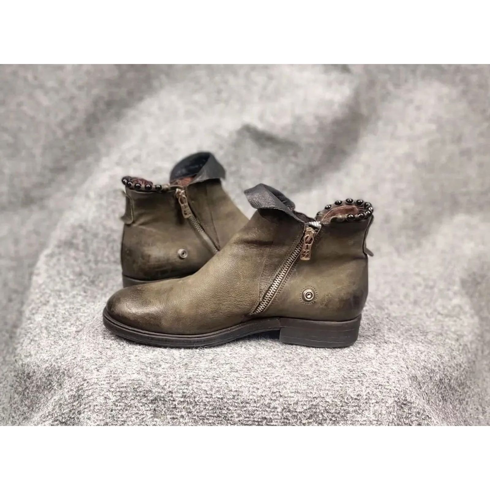 A.S.98 A.S.98 Airstep Design Swamp green color Ankle Zip Leather Boots Mens Size US 7 / EU 40 - 7 Thumbnail