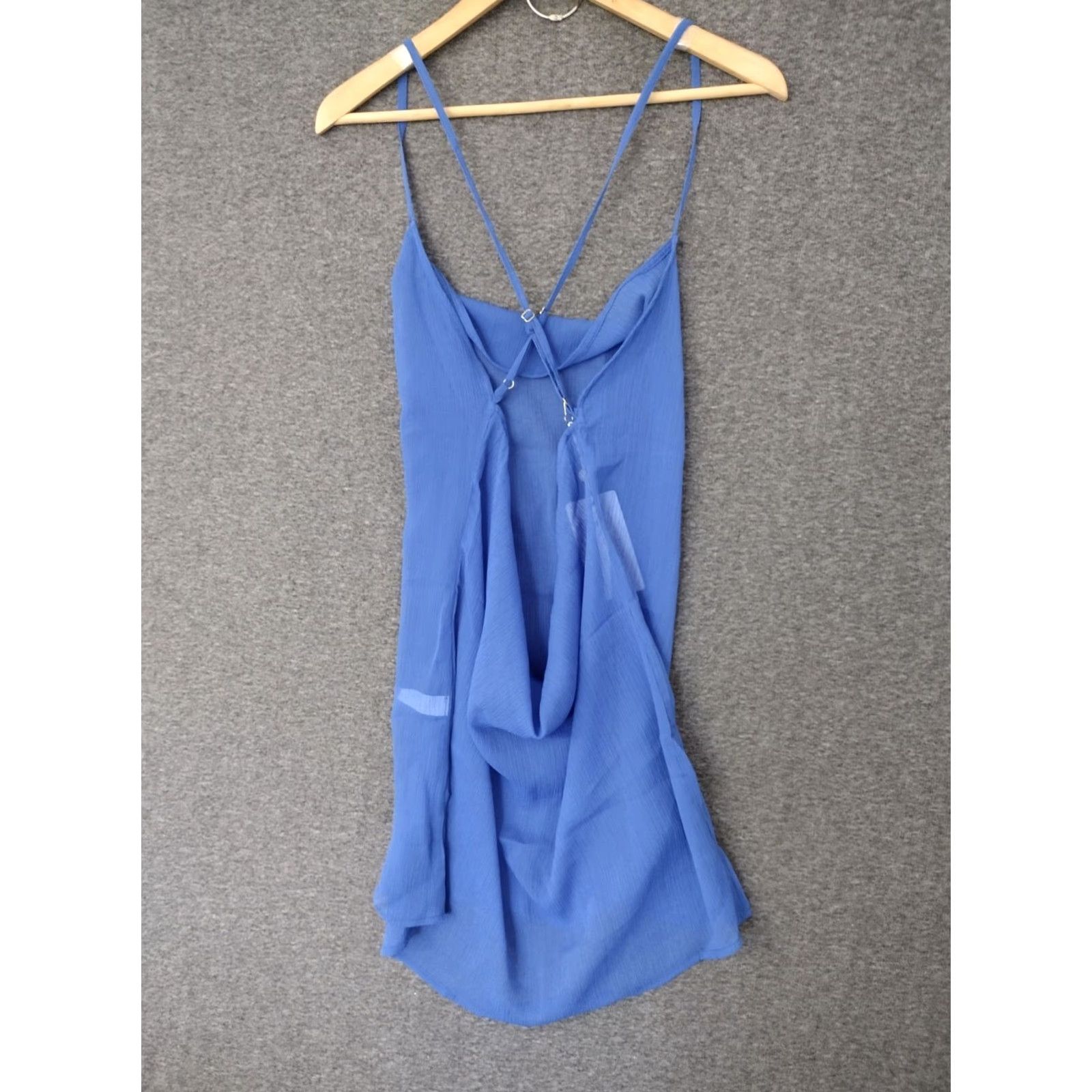 Swims Toluca Swim Women's Mini Dress Shirt Sleeveless Blue L Cowl Neck Sheer Knee Length Casual Beach Pattern Solid Size L / US 10 / IT 46 - 2 Thumbnail