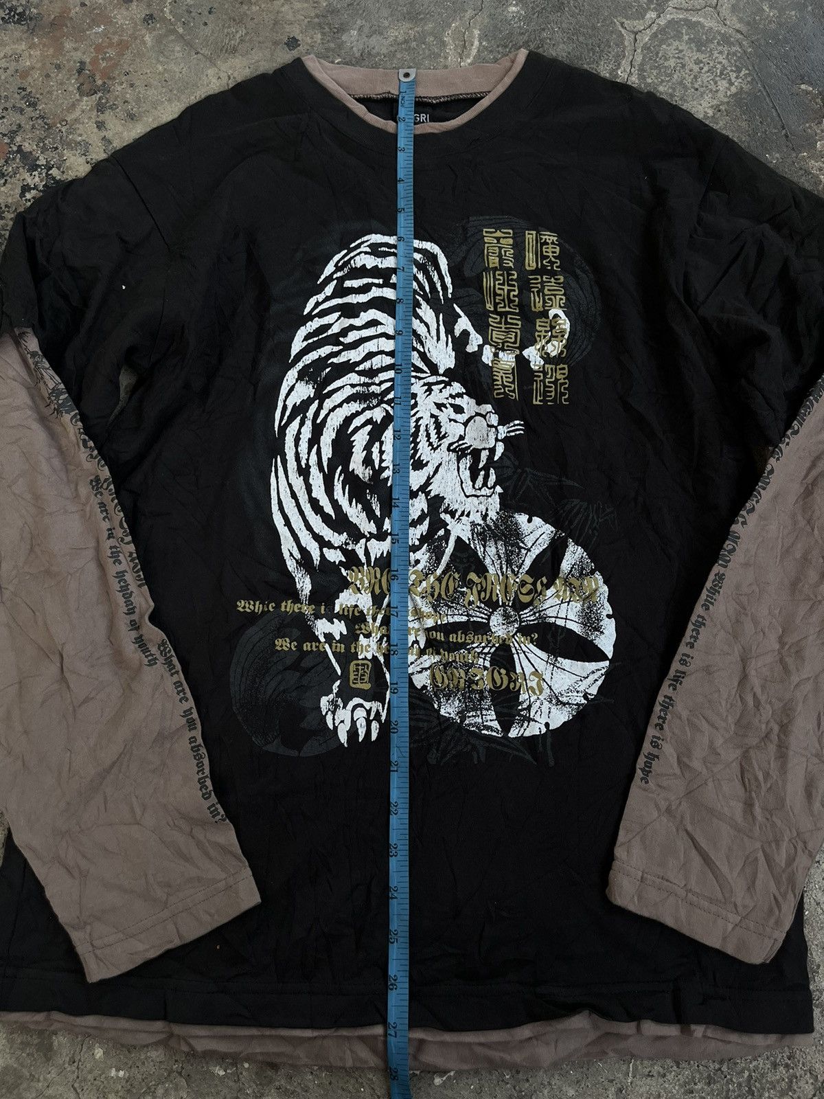 14th Addiction GRIGRI JAPANESE POEM Y2K DOUBLE LAYER KANJI TIGER PUNK STYLE Size US L / EU 52-54 / 3 - 10 Thumbnail