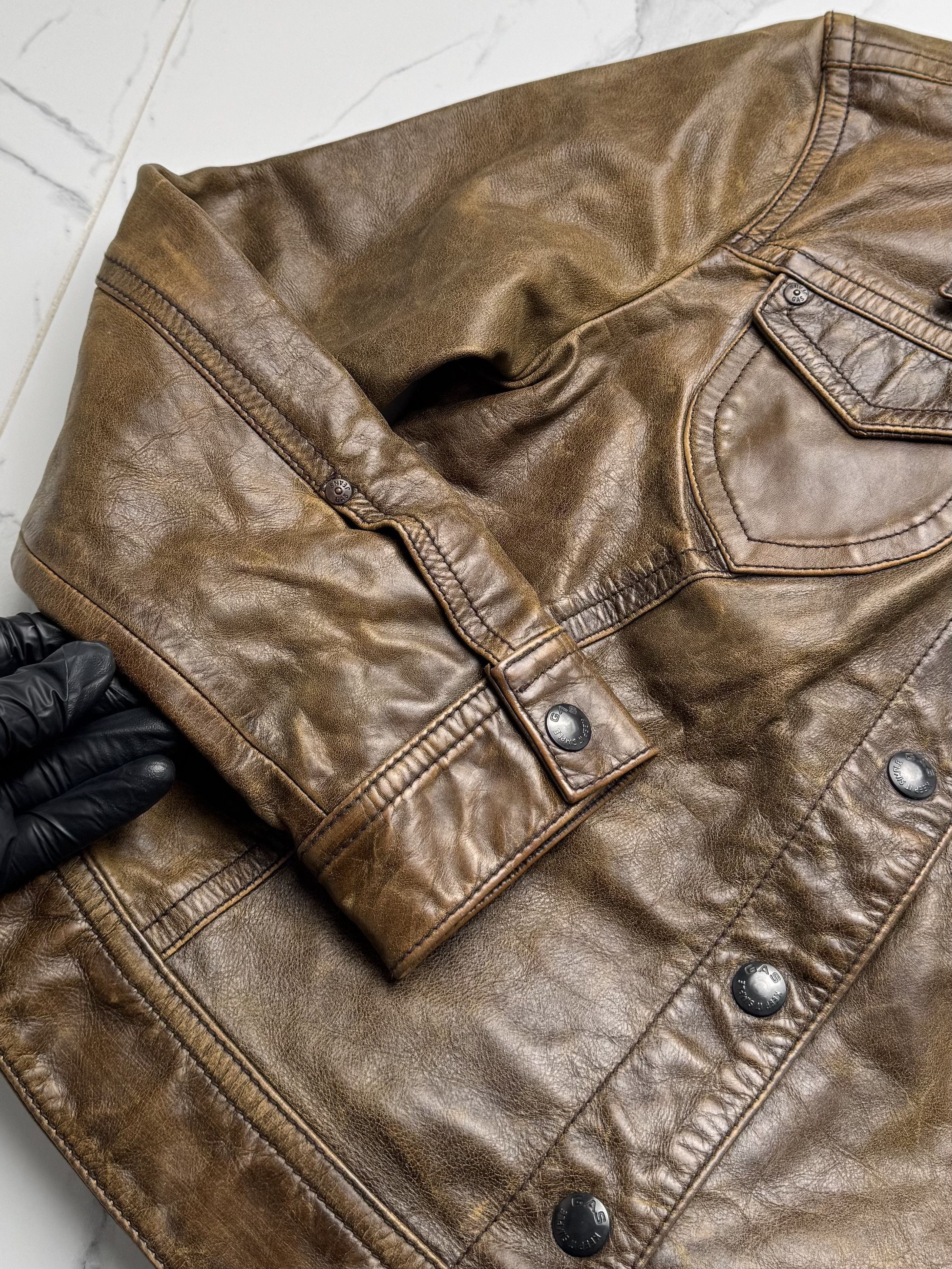 Vintage Y2K Brown Leather Jacket Womens Fitted Button Up Biker Style Size S / US 4 / IT 40 - 6 Thumbnail