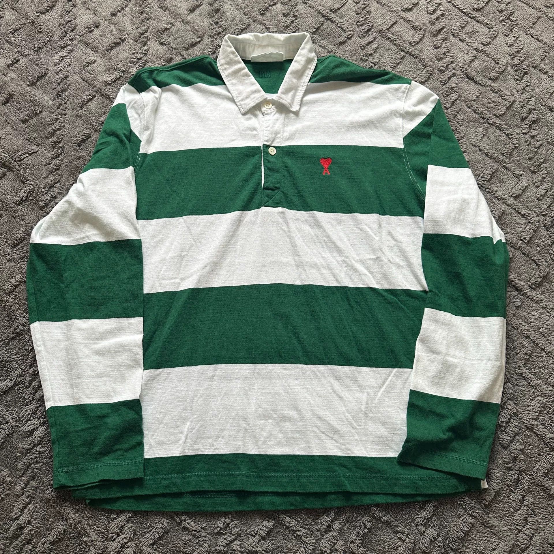AMI Ami Paris Heart Embroidery Long Sleeve Polo Size US L / EU 52-54 / 3 - 1 Thumbnail