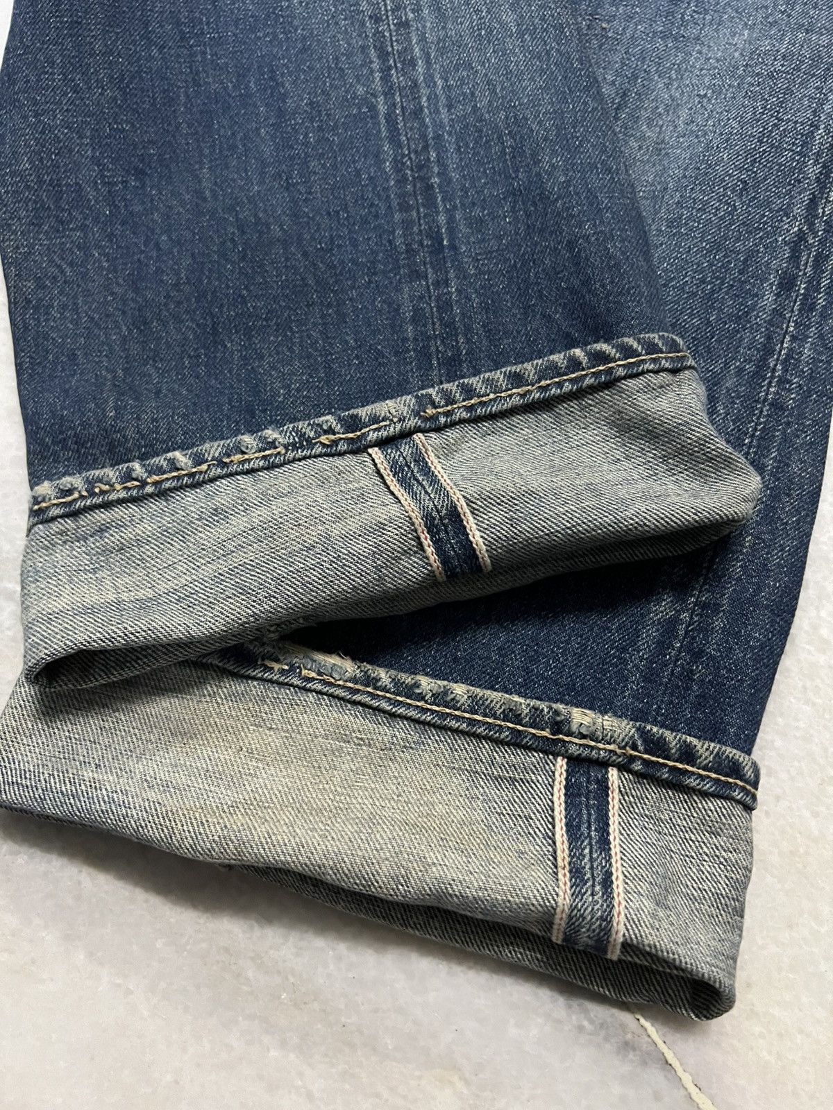 If Six Was Nine × Japanese Brand × Spellbound 💥90’s💥Vintage Spellbound Distress Selvedge Mud Wash Jeans Size US 31 - 20 Thumbnail