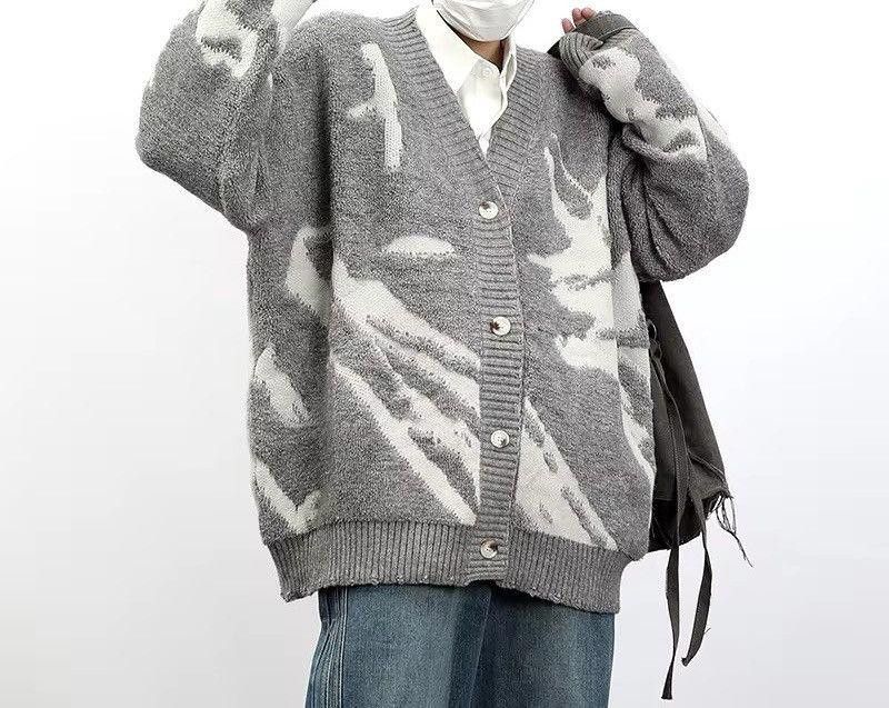 Vintage Gray Oversized Knit Cardigan, Button-Up Sweater Size US L / EU 52-54 / 3 - 3 Thumbnail