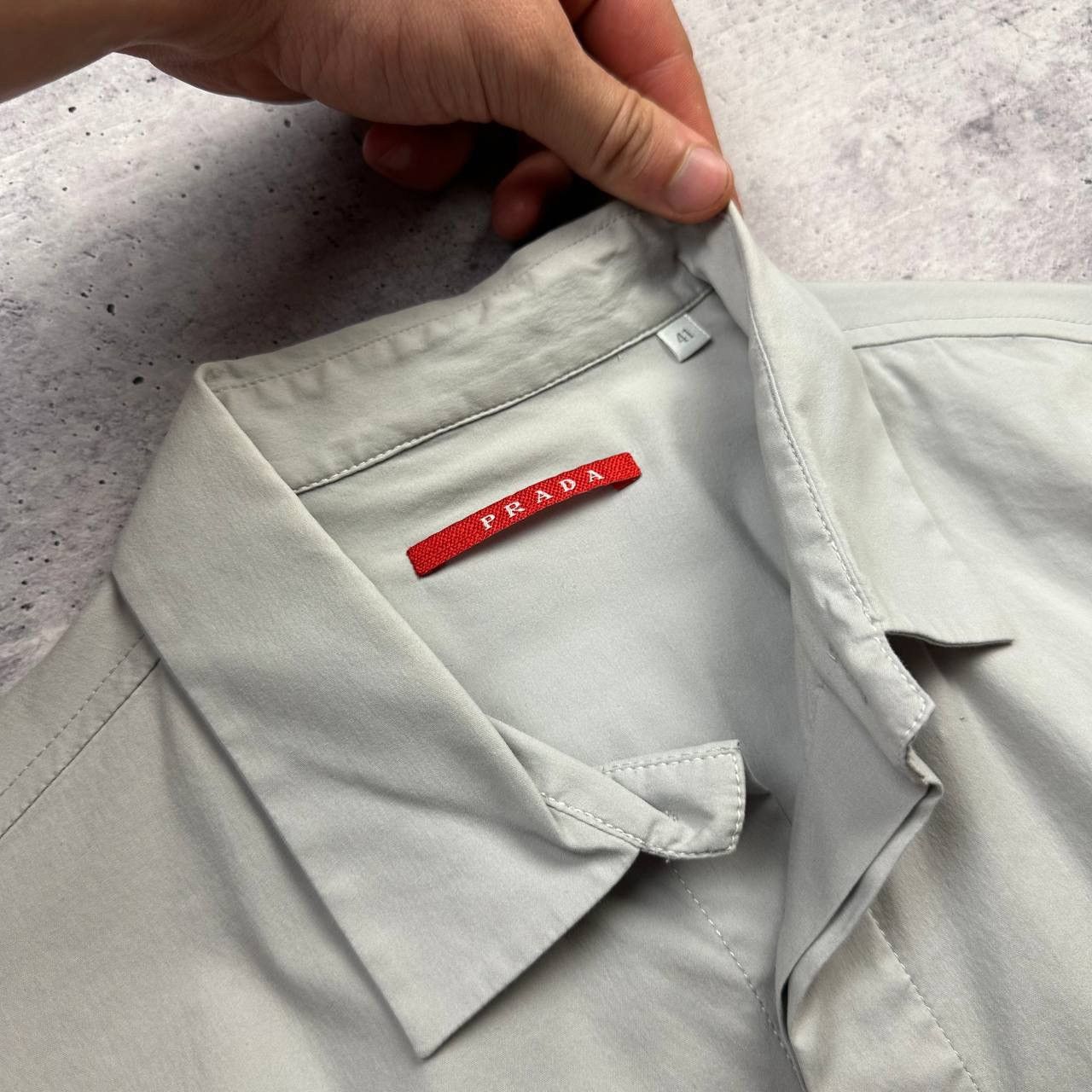 Prada Prada Red Line Stretch Shirt Light Grey Hidden Placket Size US M / EU 48-50 / 2 - 7 Thumbnail