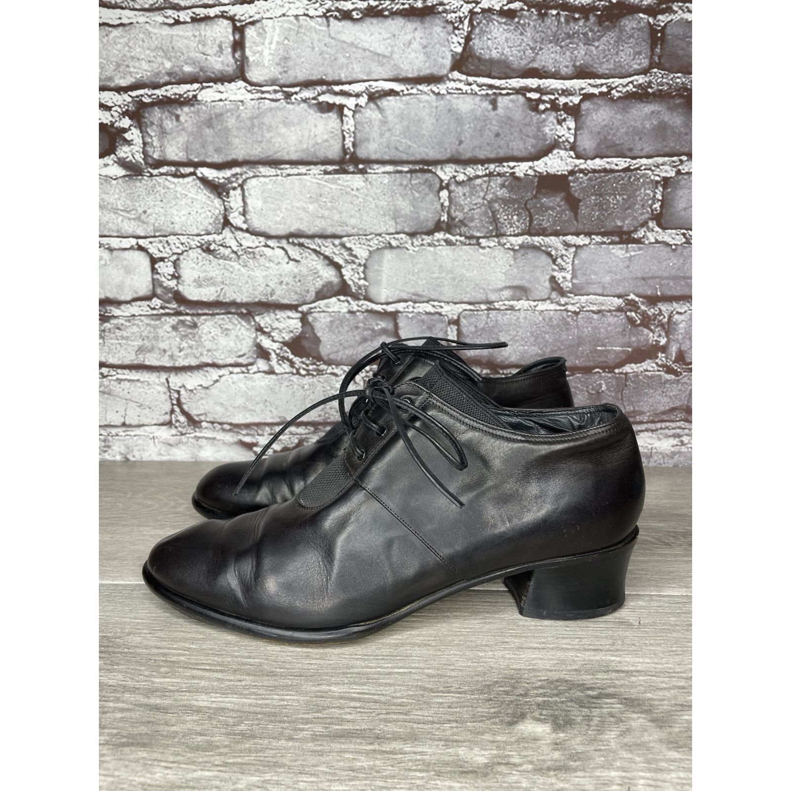 Other Donn Adriana Black Leather Lace Up Oxford Heel Shoes Women S Size US 9.5 / IT 39.5 - 17 Thumbnail