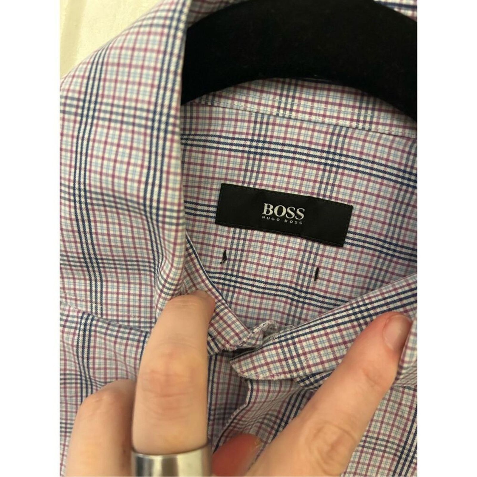 Hugo Boss Hugo Boss Button-Down Pink Blue Check Shirt, Sz Medium Size US M / EU 48-50 / 2 - 9 Thumbnail