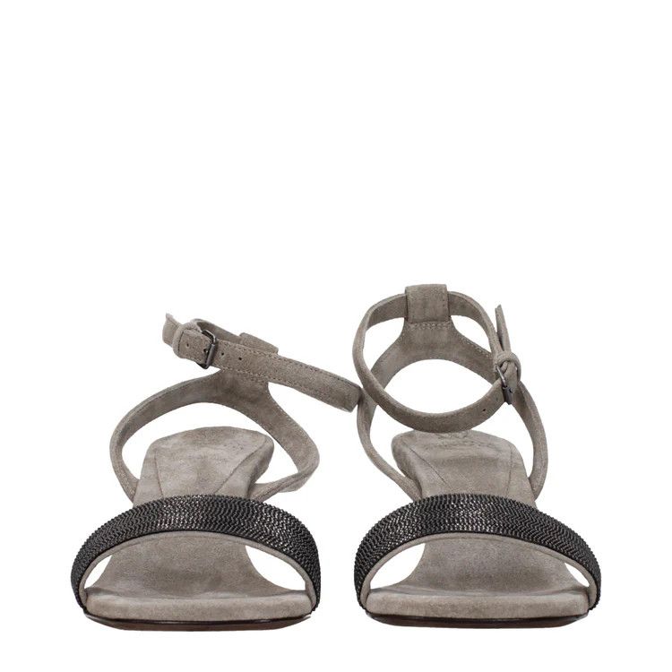 Brunello Cucinelli ob1o1e1024 Suede Sandals in Grey Size US 7.5 / IT 37.5 - 3 Thumbnail