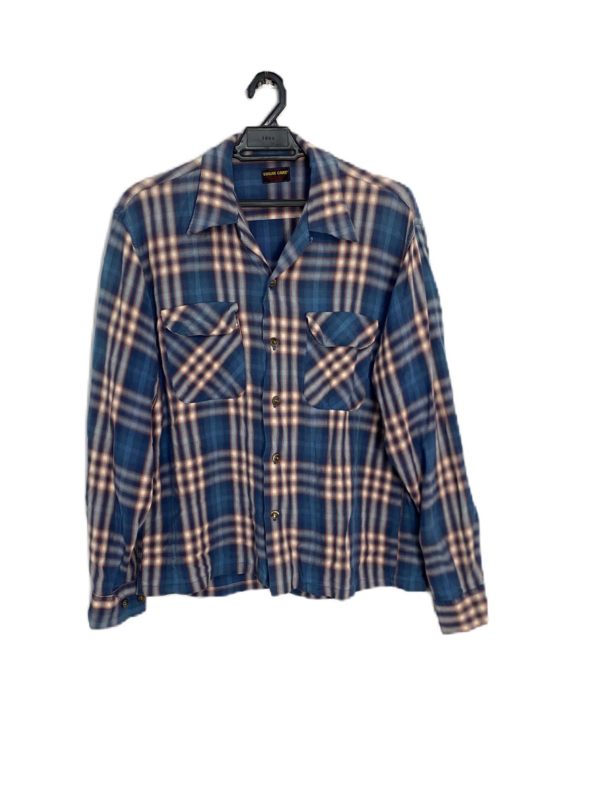 Sugar Cane × Toyo Enterprises Sugar Cane Rayon Shadow Check Flannel Button Up Shirt Size US M / EU 48-50 / 2 - 1 Thumbnail