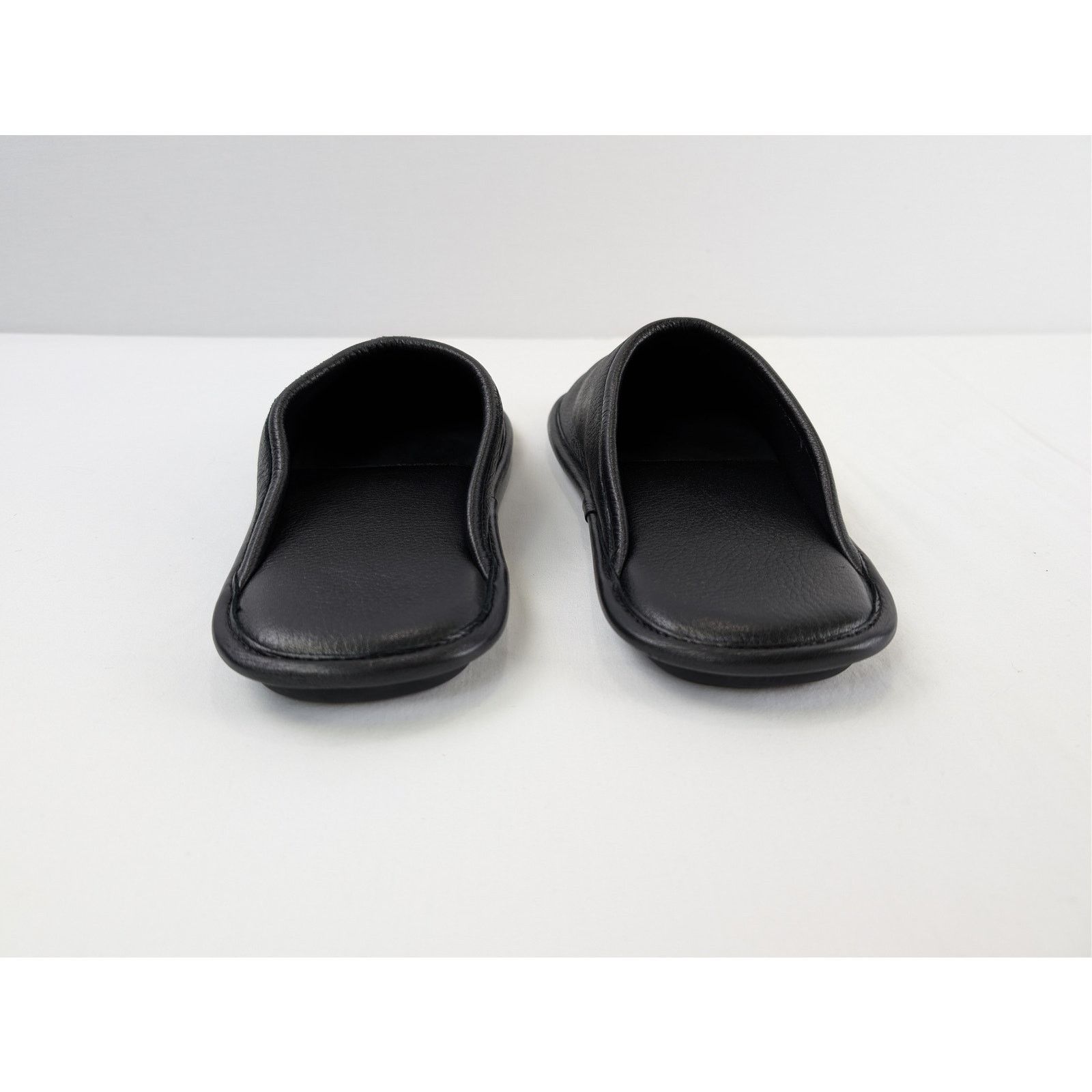 Balenciaga o1rshd1 Logo Grained Leather / Control Home Mule Flat Black Size US 10 / EU 43 - 11 Thumbnail