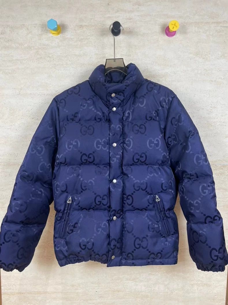 Gucci Gucci Blue dark pattern old flower full logo down jacket 25 Size US M / EU 48-50 / 2 - 1 Thumbnail