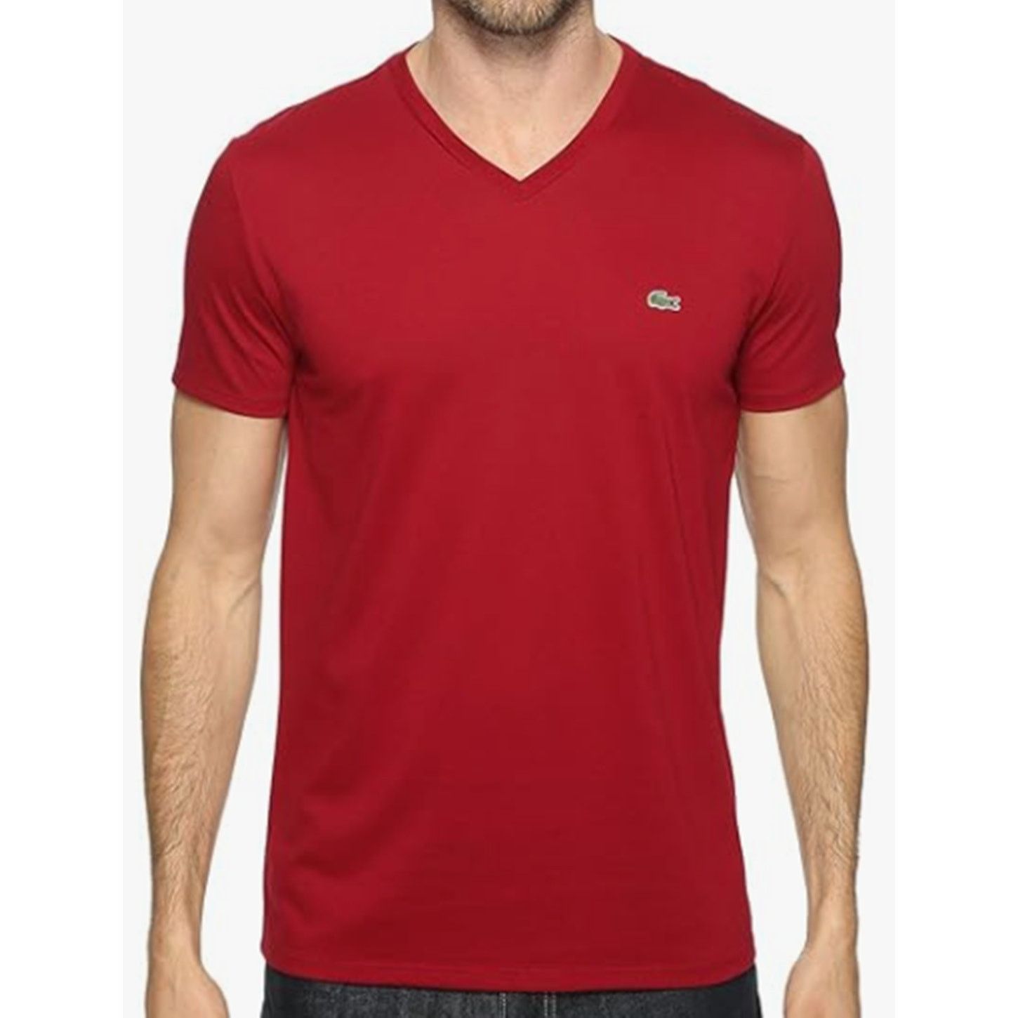 Lacoste Lacoste Men's V-Neck Pima Cotton Jersey T-Shirt Bordeaux L Size US L / EU 52-54 / 3 - 1 Thumbnail
