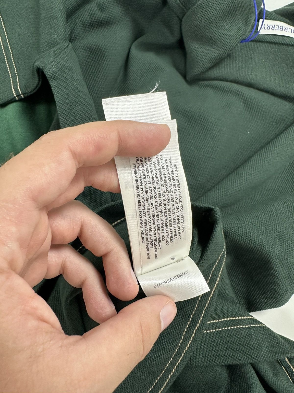 Burberry BURBERRY GREEN Polo Shirt with Embroidered Hem Size US S / EU 44-46 / 1 - 11 Thumbnail