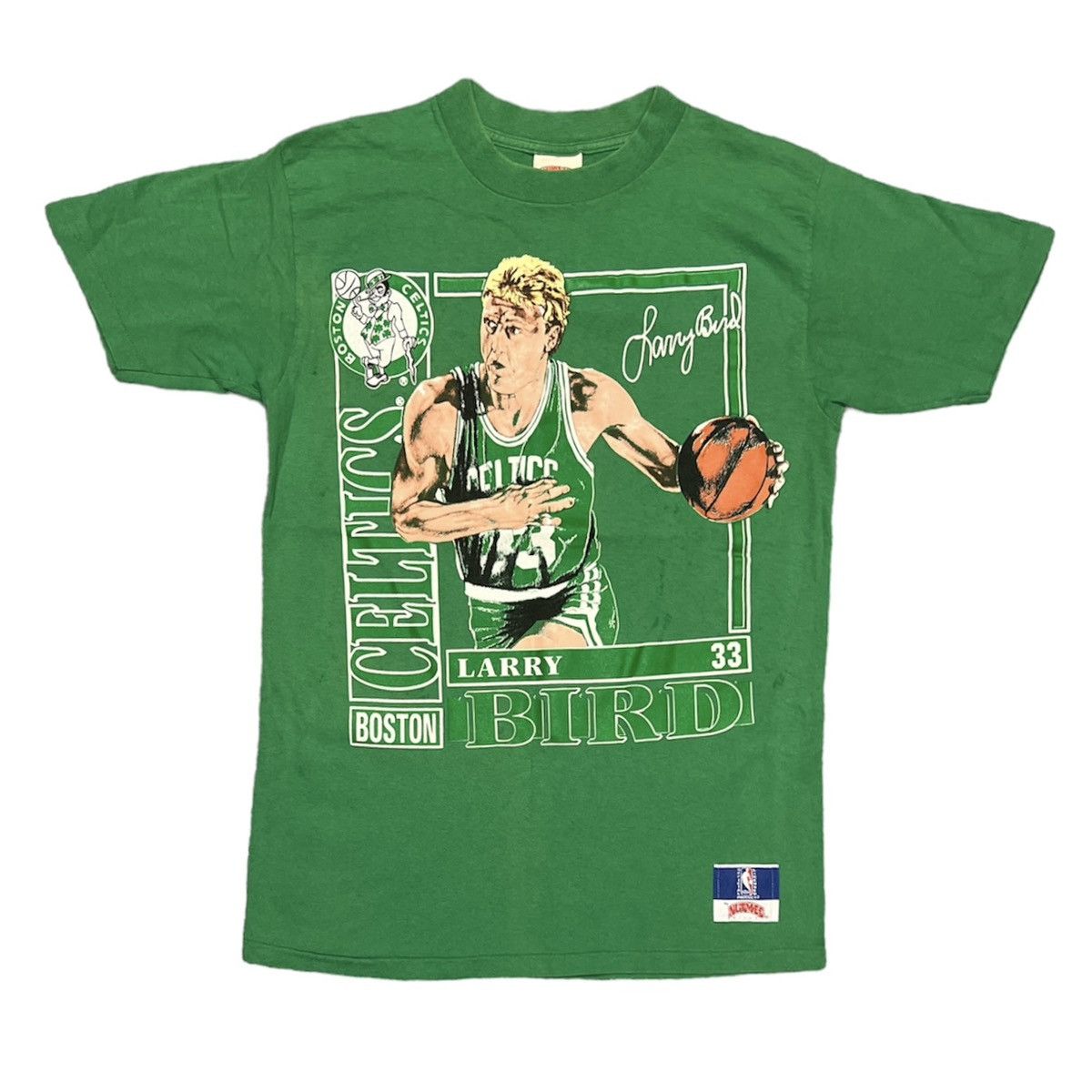 image of Vintage 90's Larry Bird Boston Celtics T-Shirt - Nutmeg Nba in Green, Men's (Size Large)