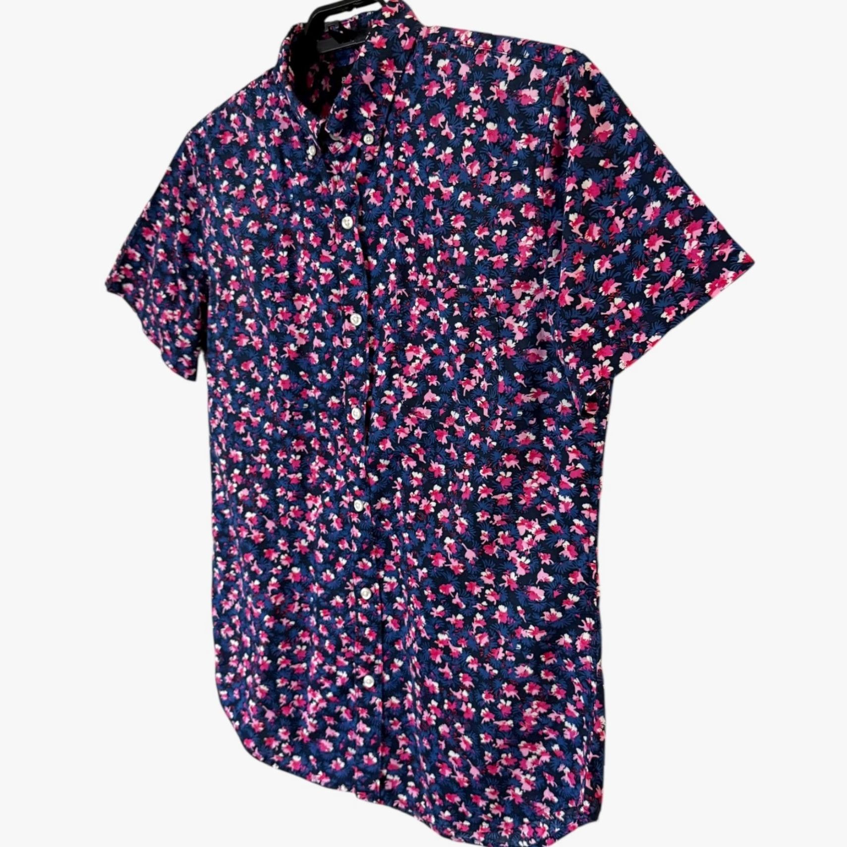 Bonobos Bonobos Riviera Slim-Fit Shirt Pink Blue Men's M S/S Floral Button-Down Shirt Bag? Size US M / EU 48-50 / 2 - 2 Thumbnail