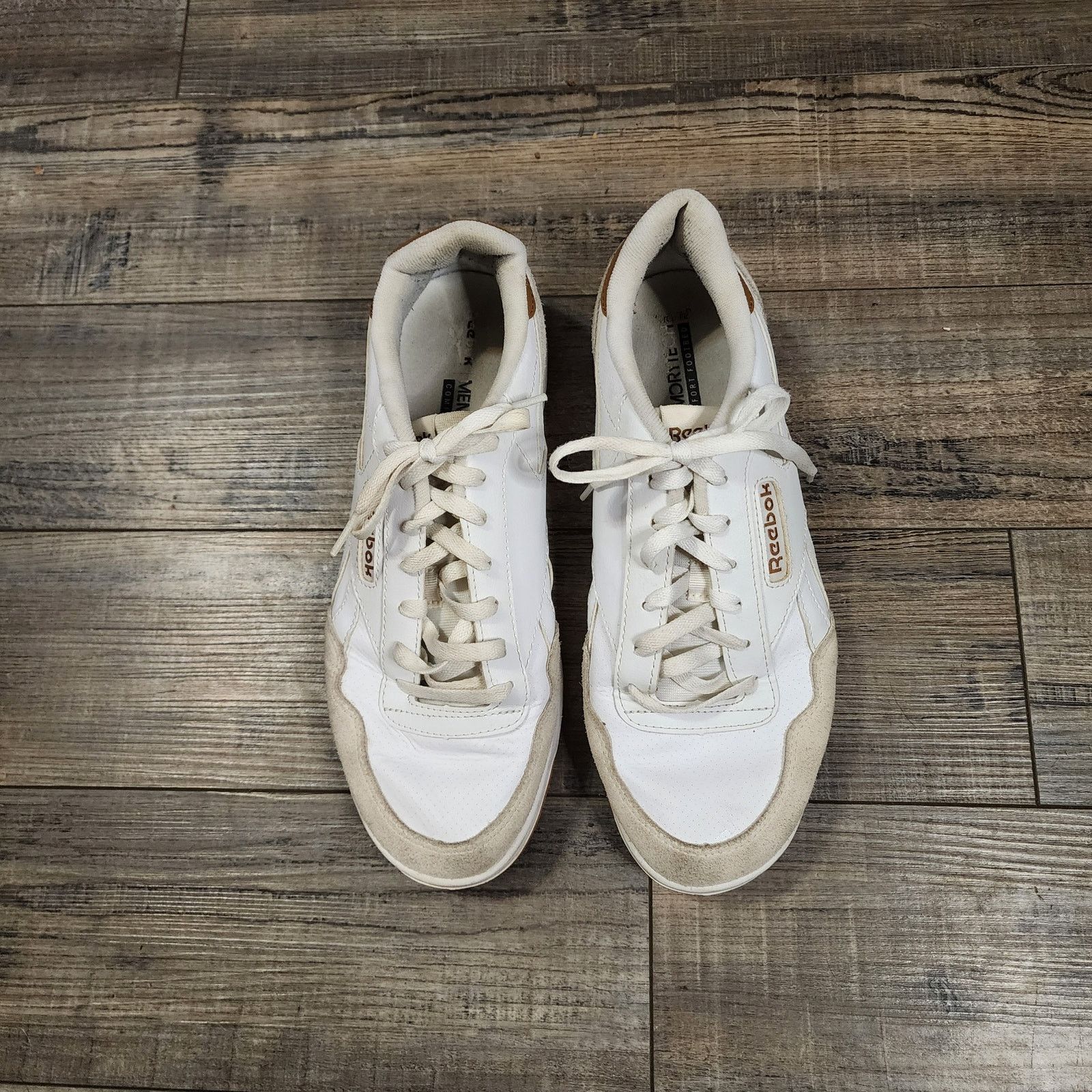 Reebok Preowned Wht & brown Reebok sneakers shoes mens sz 10.5 SH2 Size US 10.5 / EU 43-44 - 4 Thumbnail