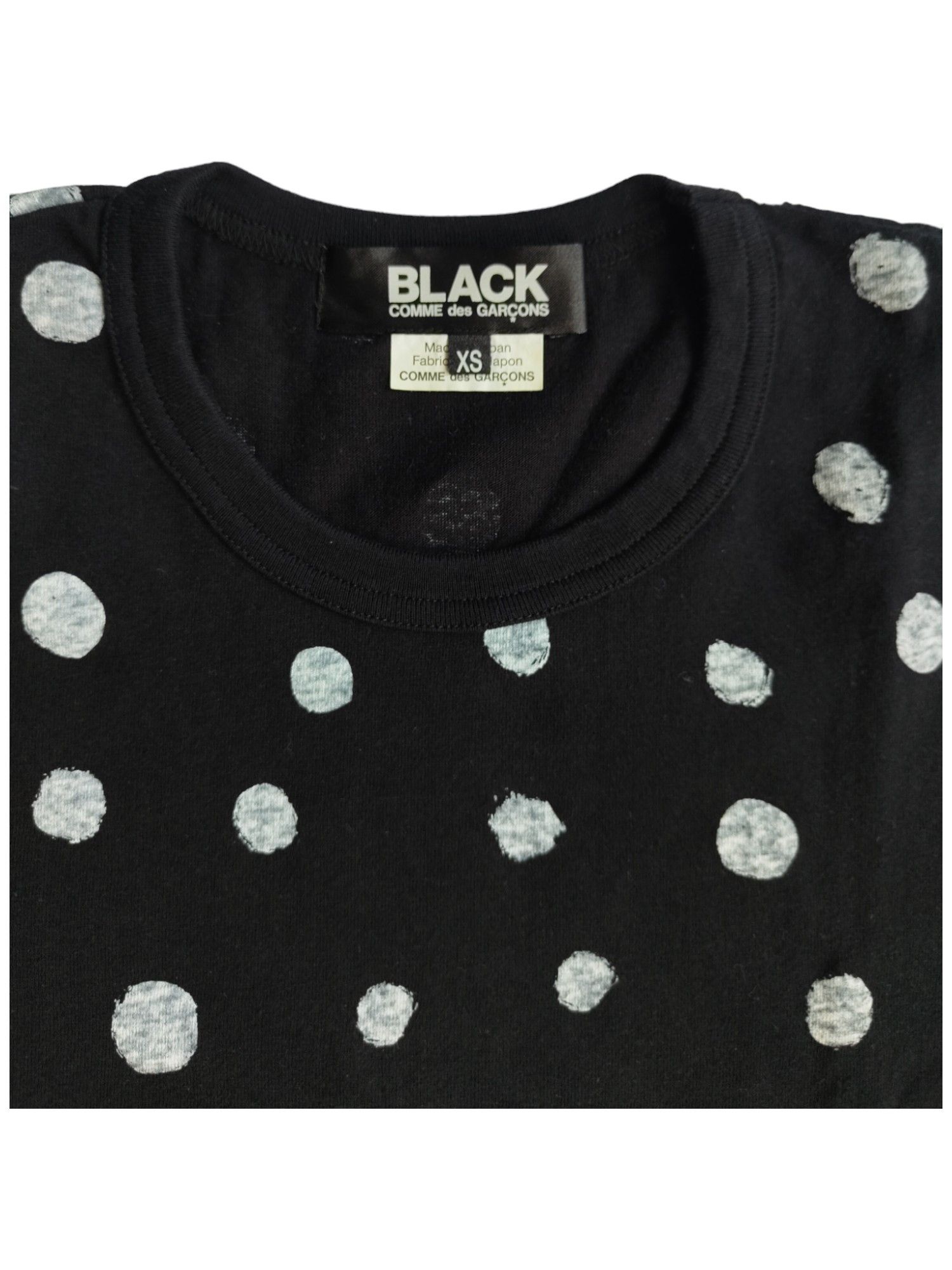 Comme des Garcons Black Black Cotton T-Shirt With Overall White Paint Polka Dots Size XS / US 0-2 / IT 36-38 - 3 Thumbnail