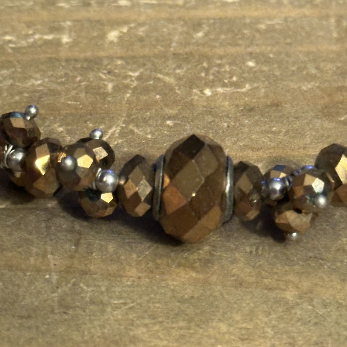 Vintage Vintage metallic gold faceted glass bead necklace Size ONE SIZE - 3 Thumbnail