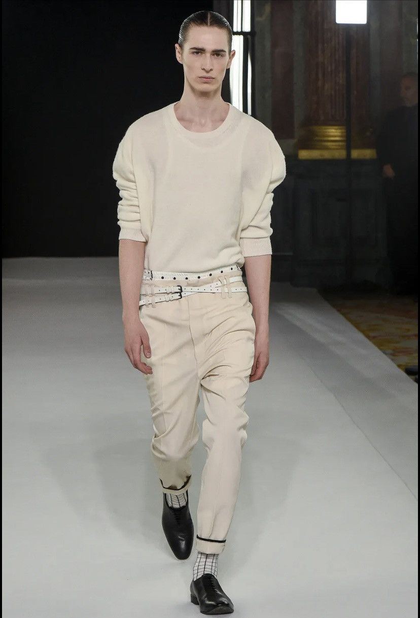 image of Haider Ackermann Ss18 Runway Double Belt Loop Trousers in Beige, Men's (Size 32)