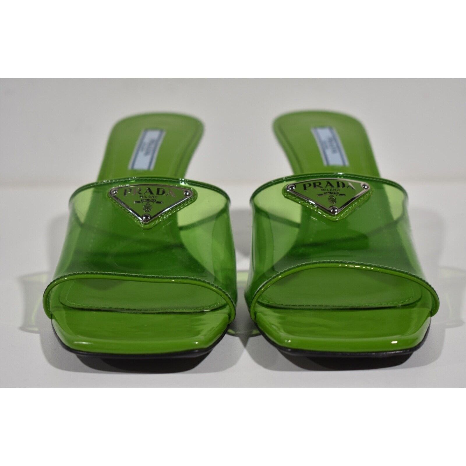 Prada Plexiglas PVC Leather Backless Sandal Mule Heel Pump 37 Size US 7 / IT 37 - 2 Thumbnail