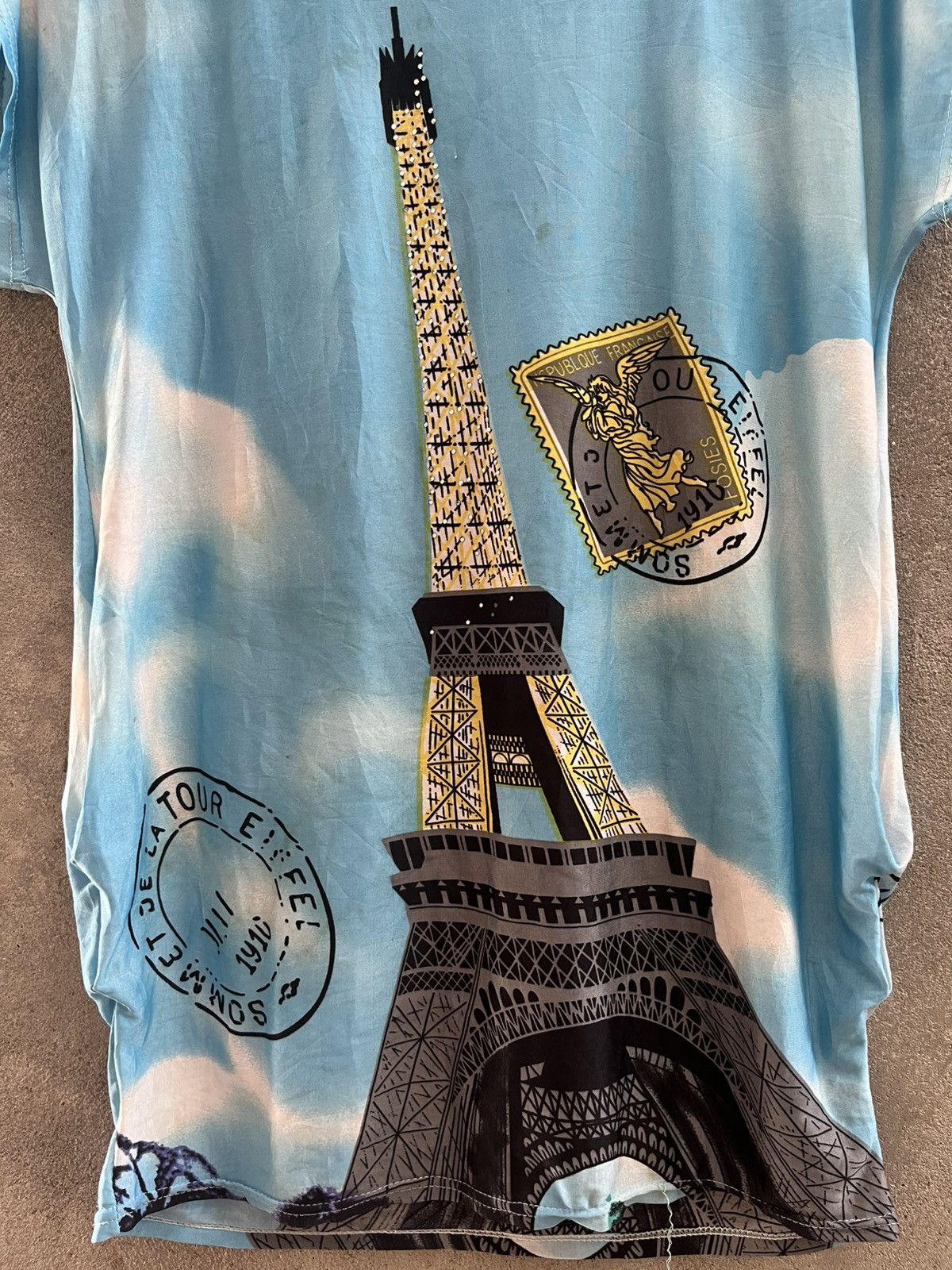Jean Paul Gaultier × Kenzo × Moschino Vintage Eiffel Tower Paris Tee – All Over Print Sky Blue Size US S / EU 44-46 / 1 - 8 Thumbnail