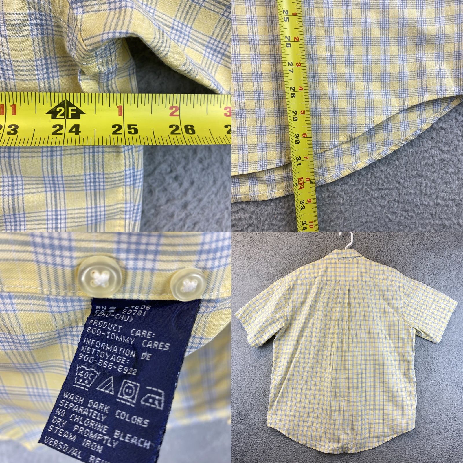Tommy Hilfiger Tommy Hilfiger yellow Dress Shirt Top Short Sleeve Cotton XL 46-37 Regular Dress Shirt Classic Fit Men / 100% Cotton / Pocket Button Size US XL / EU 56 / 4 - 8 Thumbnail