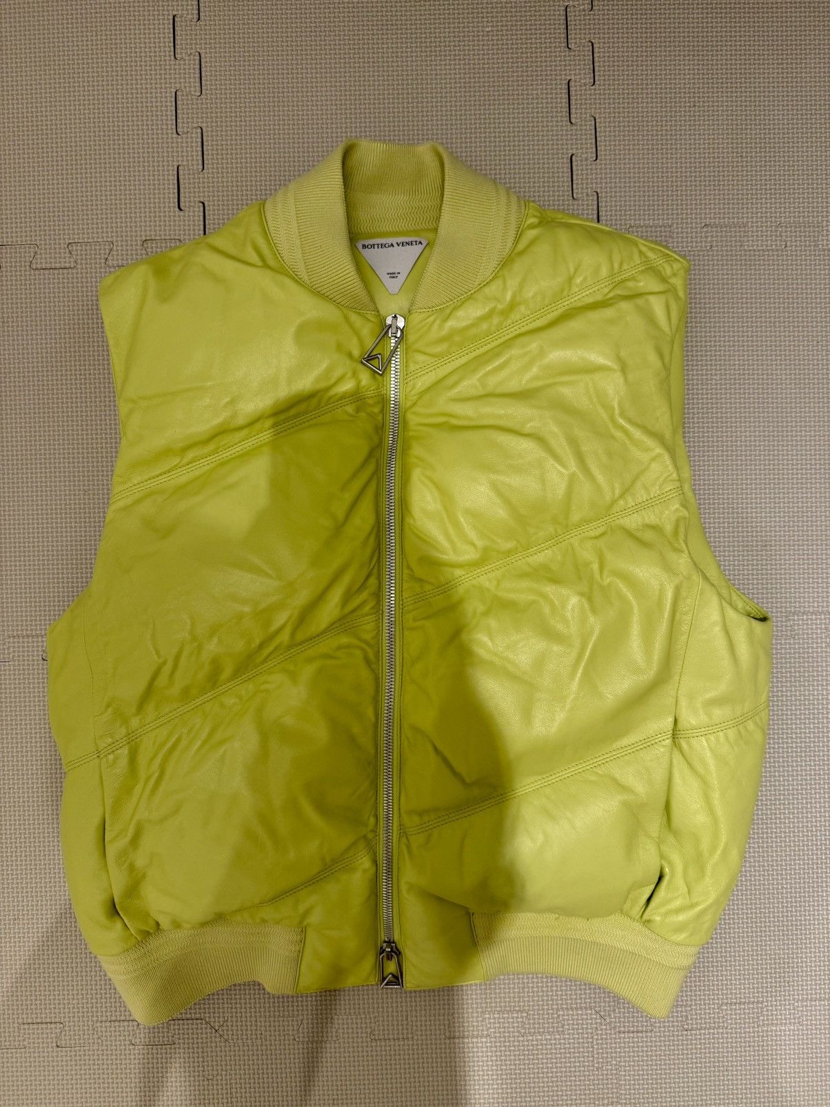 Bottega Veneta Green Leather Vest, New, Size L, Made In Italy Size US L / EU 52-54 / 3 - 1 Thumbnail