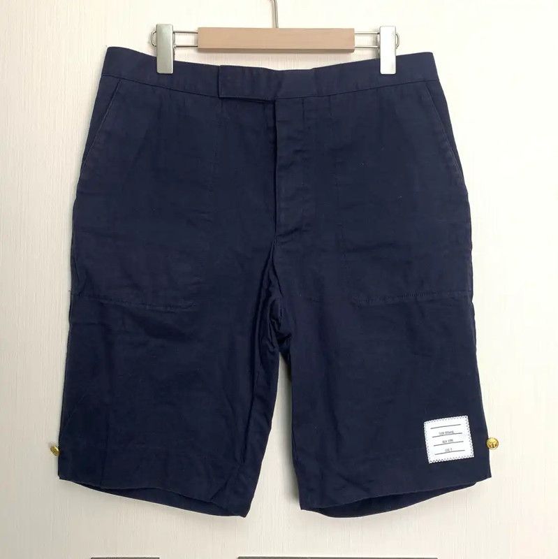 Thom Browne Thom Browne Men's Navy Cotton Shorts 0089 Size US 34 / EU 50 - 1 Thumbnail