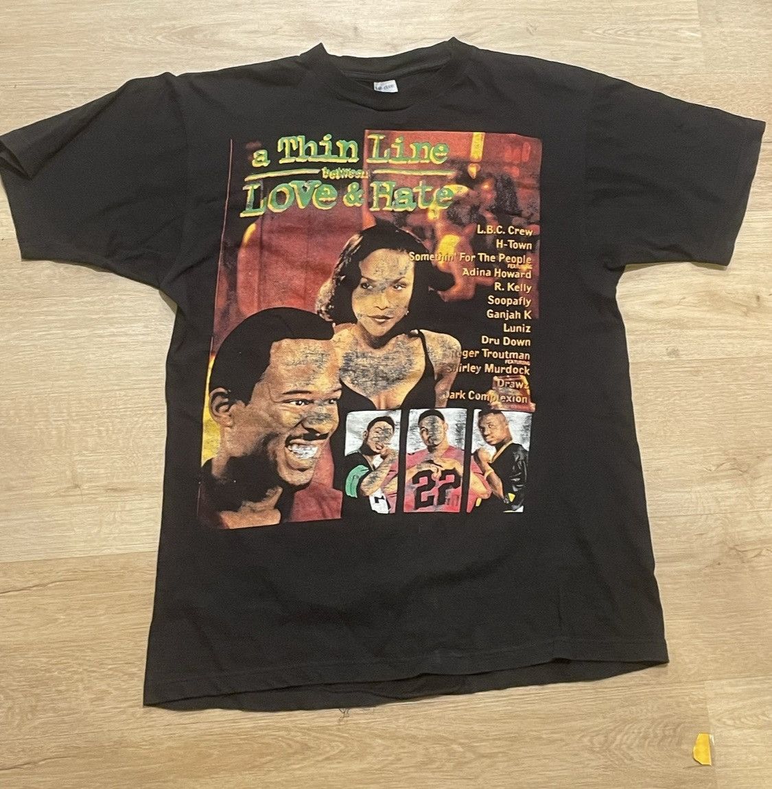 image of Vintage 90’S Thin Line Between Love & Hate Bootleg Bay Club in Black, Men's (Size XL)