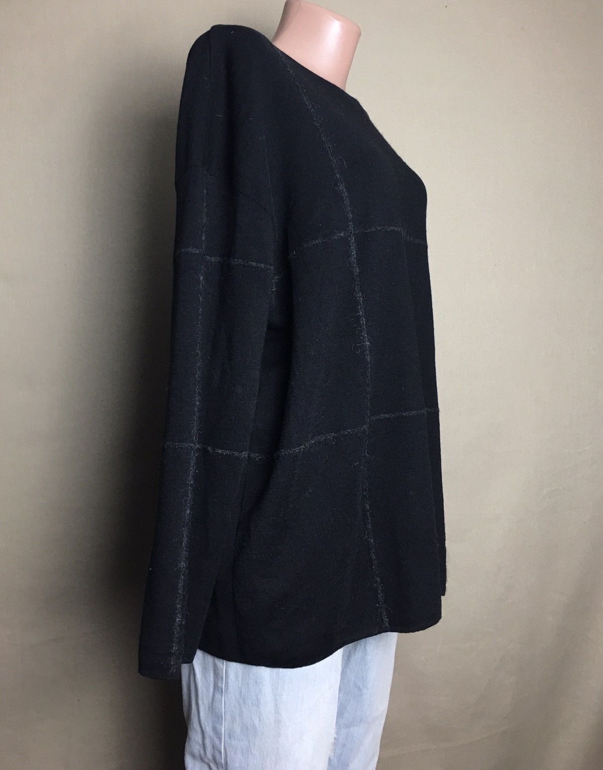 Annette Gortz Annette Gortz Black Merino Wool Mohair Trim Jumper Size L Size L / US 10 / IT 46 - 4 Thumbnail
