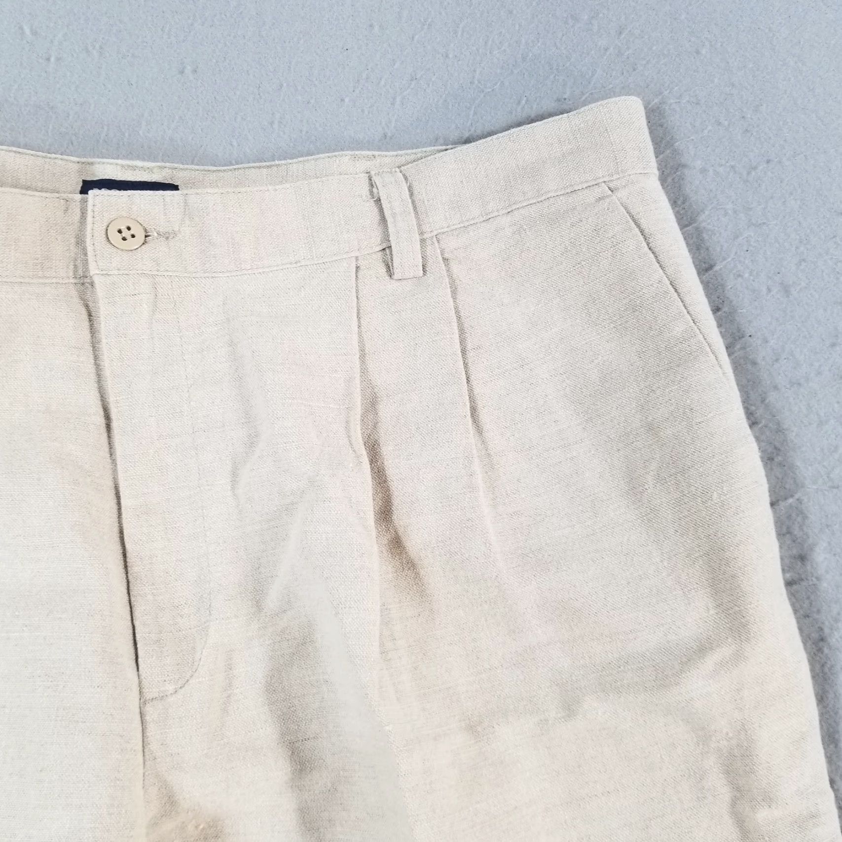 VINTAGE Dockers Men's Pants 40x29 Linen Blend Casual Dress Trousers Beige  Classic Pleated Men's Clothing