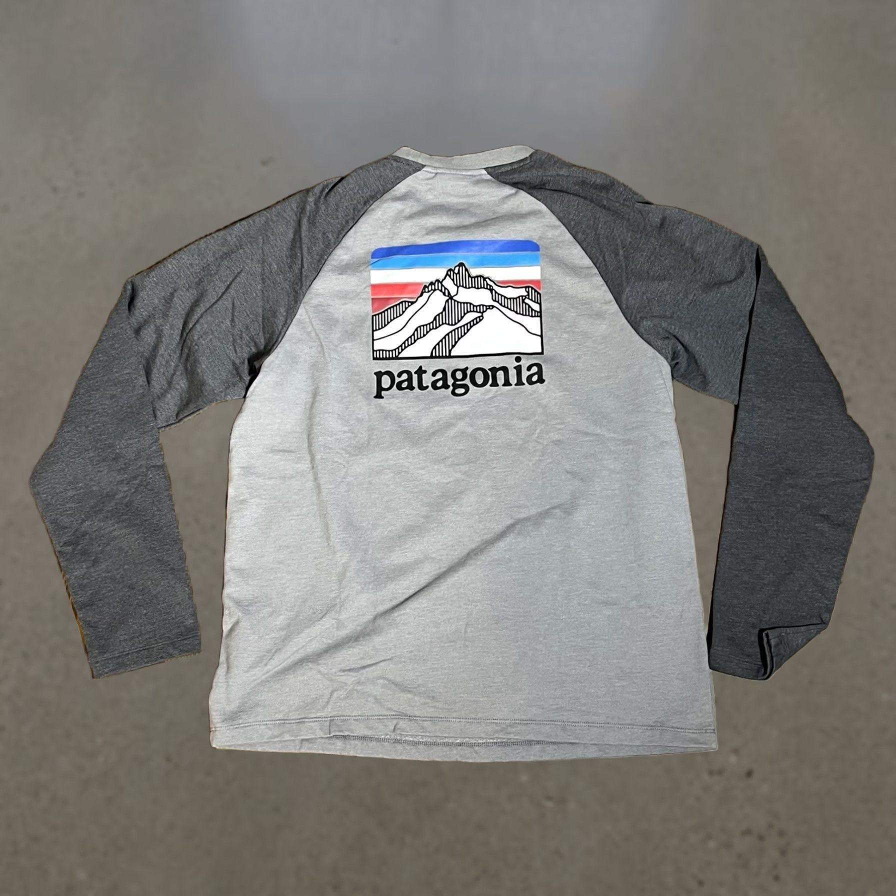 Patagonia Sweatshirt Mens Large Gray Lightweight Line Logo Ridge Organic Cotton Pullover Long Sleeve, Men's