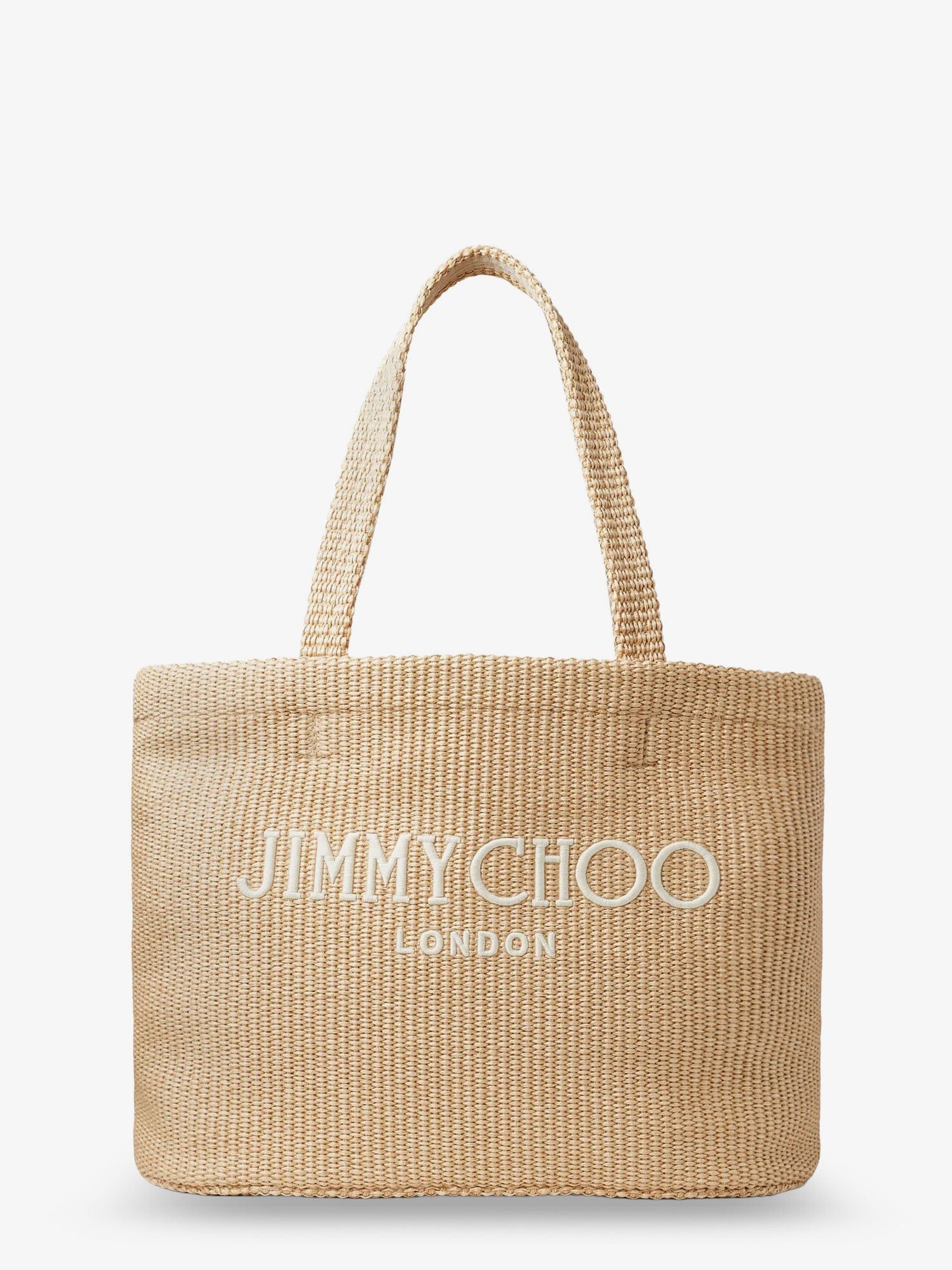 Jimmy Choo Raffia Shopping Bag With Lettering Logo On The Front Size ONE SIZE - 1 Thumbnail