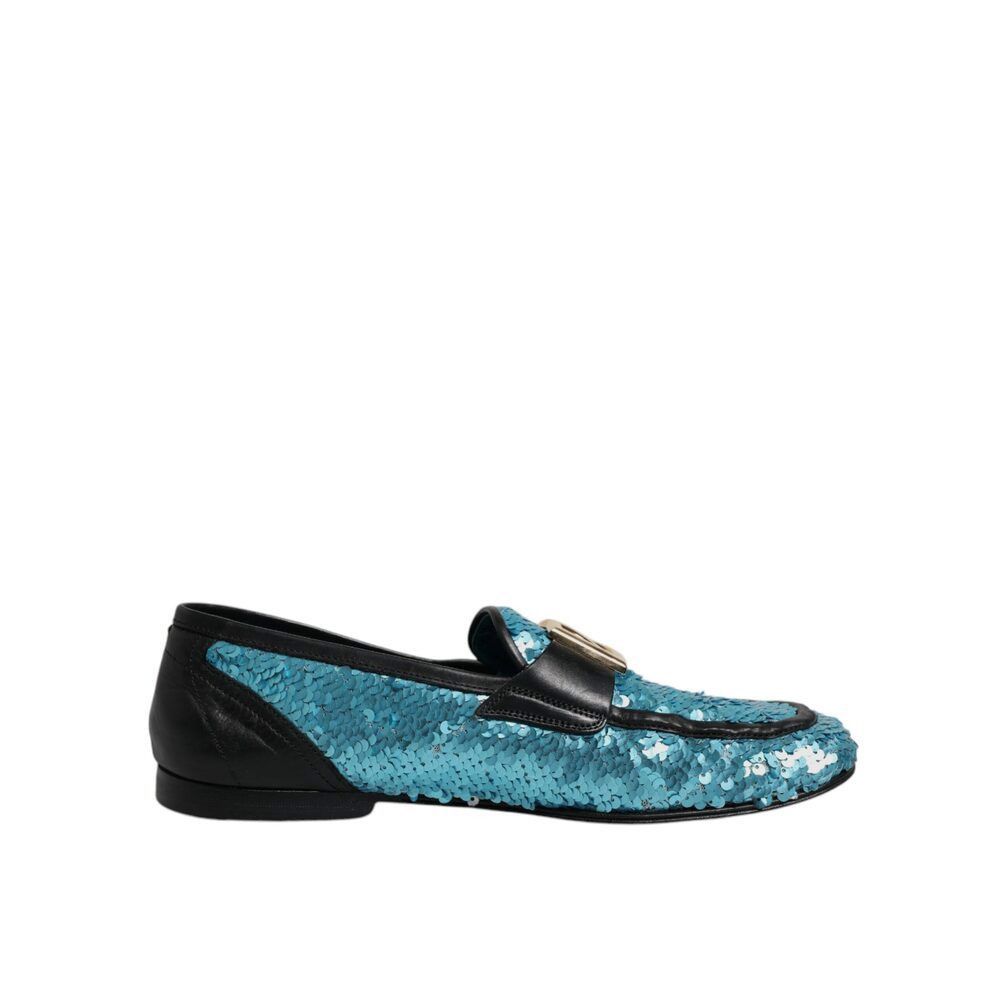Dolce & Gabbana Dolce & Gabbana Blue Sequined Loafers Formal Dress Shoes Size US 7 / EU 40 - 1 Thumbnail
