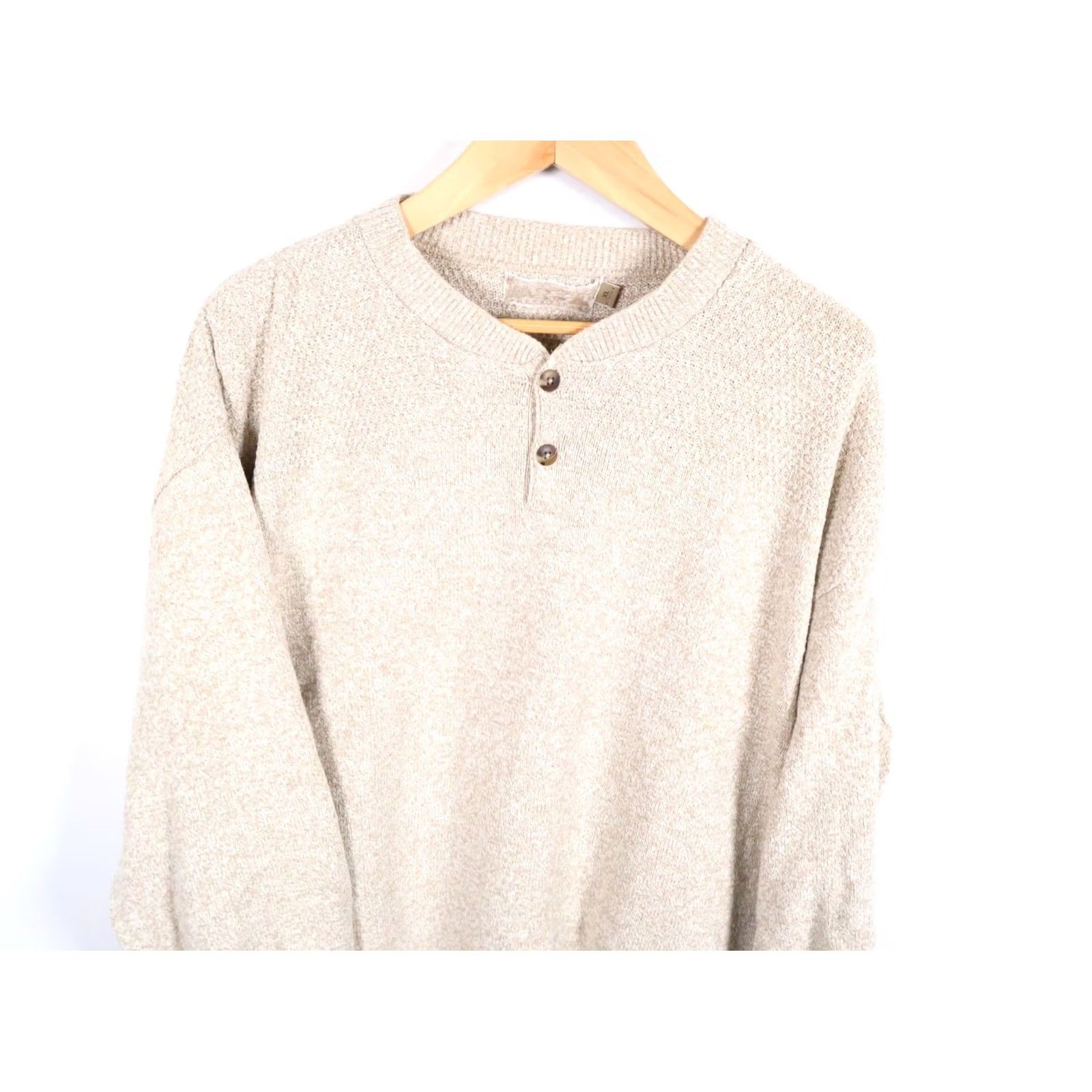 Vintage VINTAGE Henley Sweater Men's XL Beige Chunky Cotton Knit Shenandoah Preppy VTG Size US XL / EU 56 / 4 - 4 Thumbnail