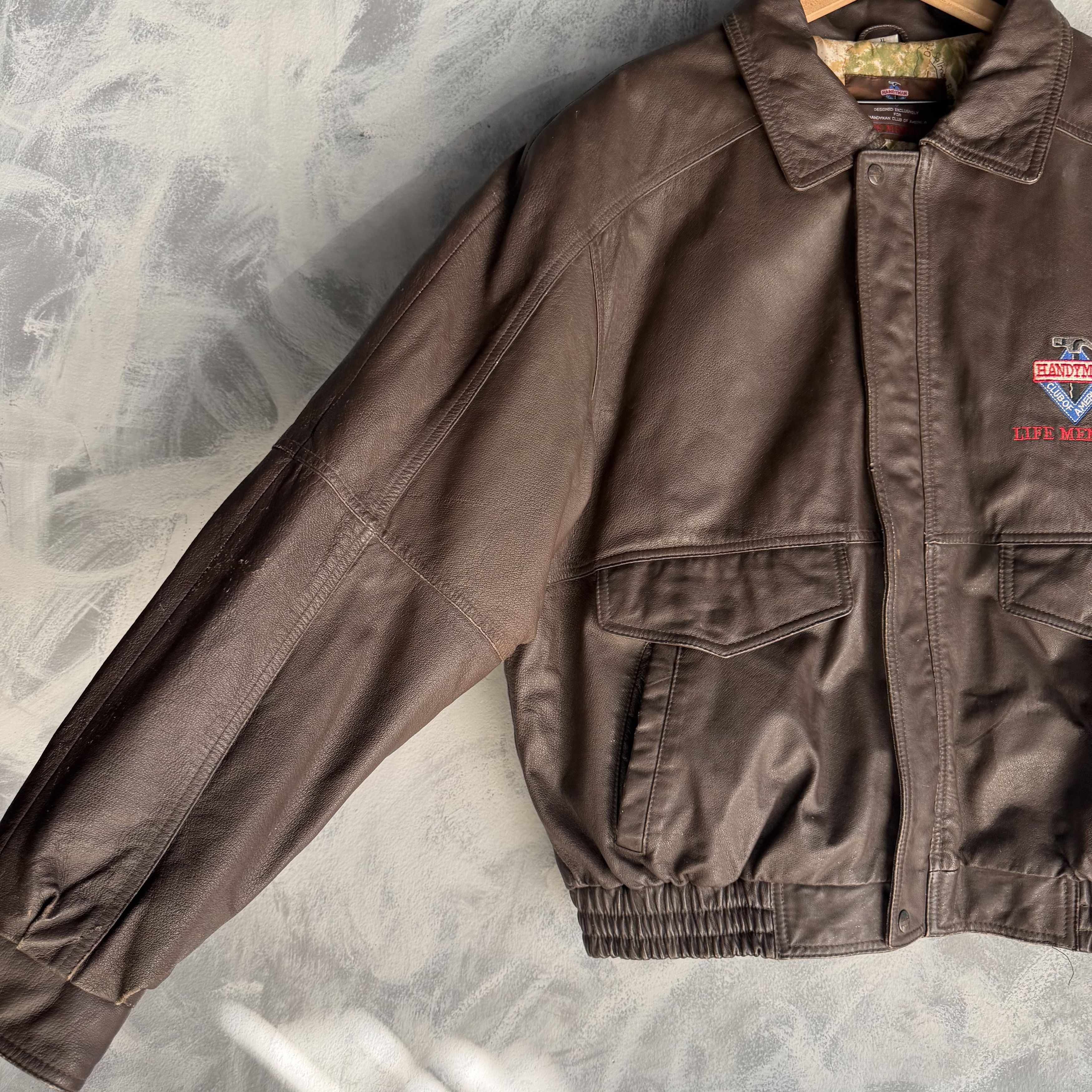 Other Vintage Handyman Club Of America Bomber Leather Jacket A2 Size US XL / EU 56 / 4 - 3 Thumbnail