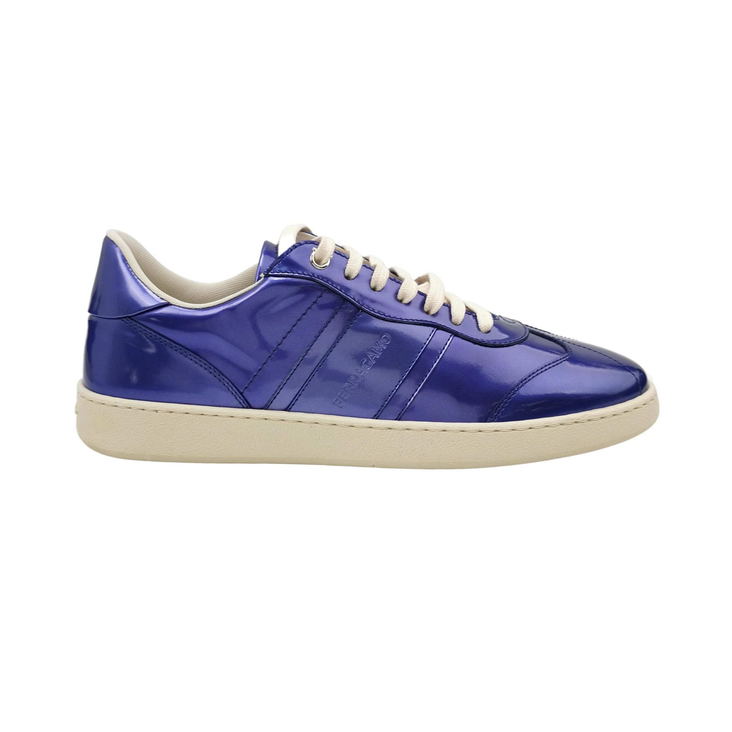 Salvatore Ferragamo Salvatore Ferragamo Metallic Blue Low-Top Sneakers 41.5 Size US 8 / EU 41 - 1 Thumbnail
