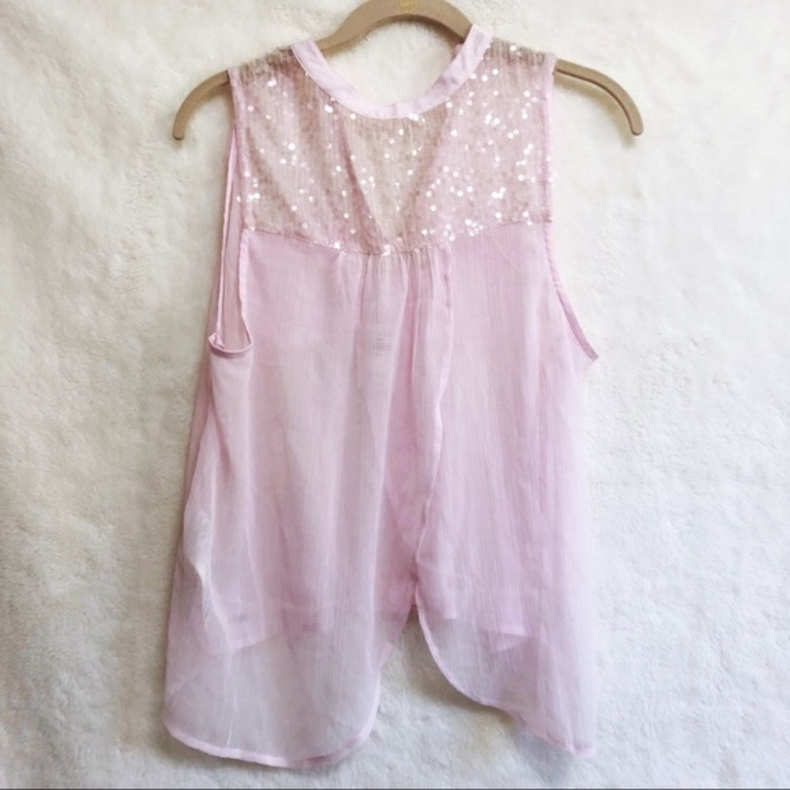 Hollister Hollister Pink Sequined Transparent Tank Top Size S / US 4 / IT 40 - 3 Thumbnail