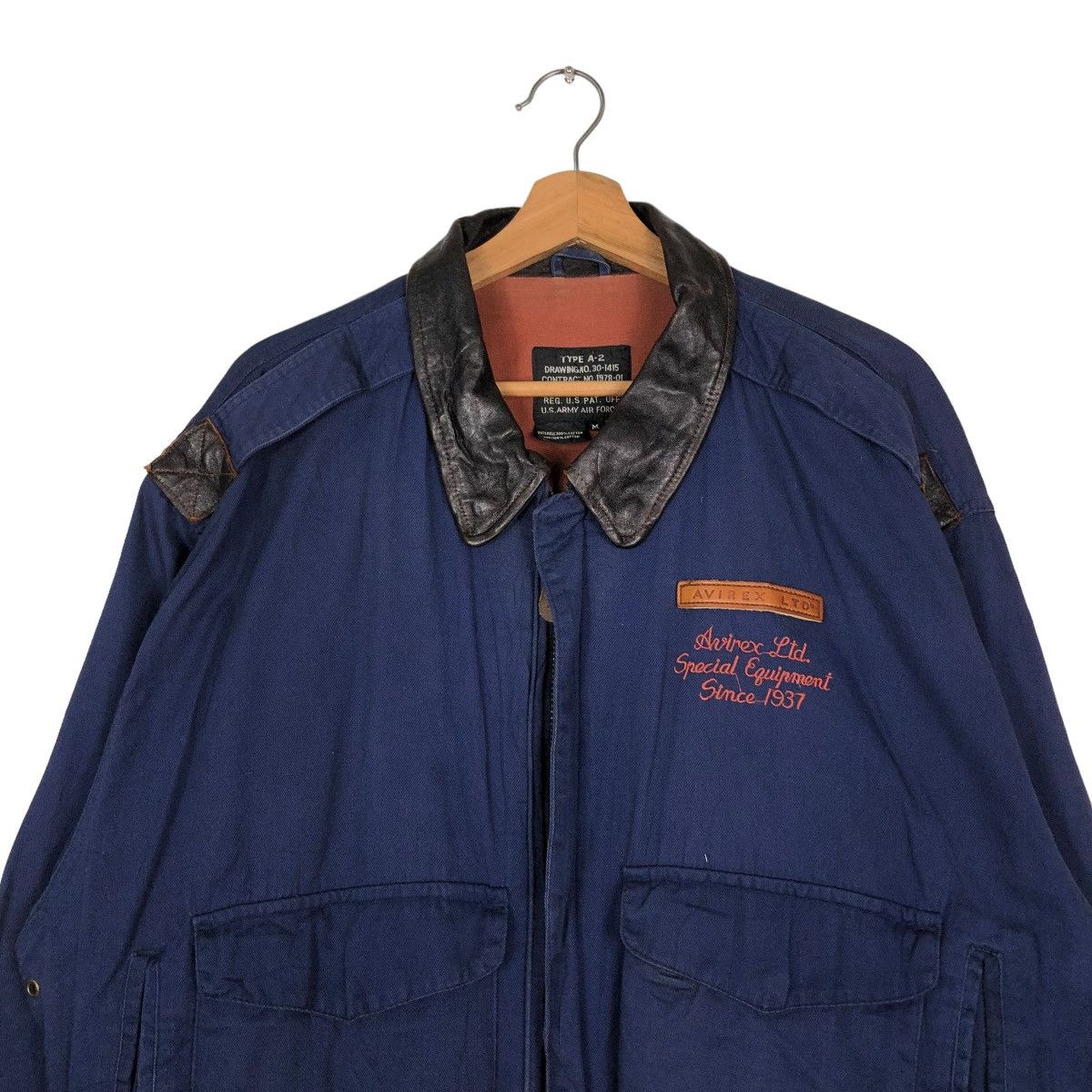 Avirex 🔥VTG 80’s BRIEFING TIME AVIREX BOMBER JACKET LEATHER COLLAR Size US M / EU 48-50 / 2 - 6 Thumbnail