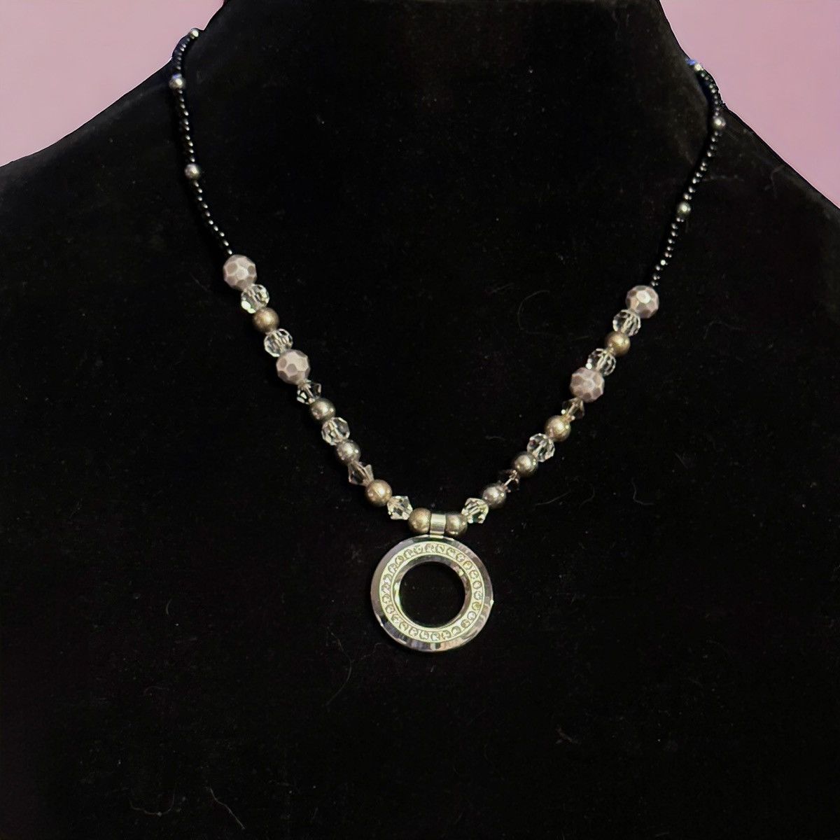 Other Rhinestone circle pendant glass bead necklace Size ONE SIZE - 1 Thumbnail