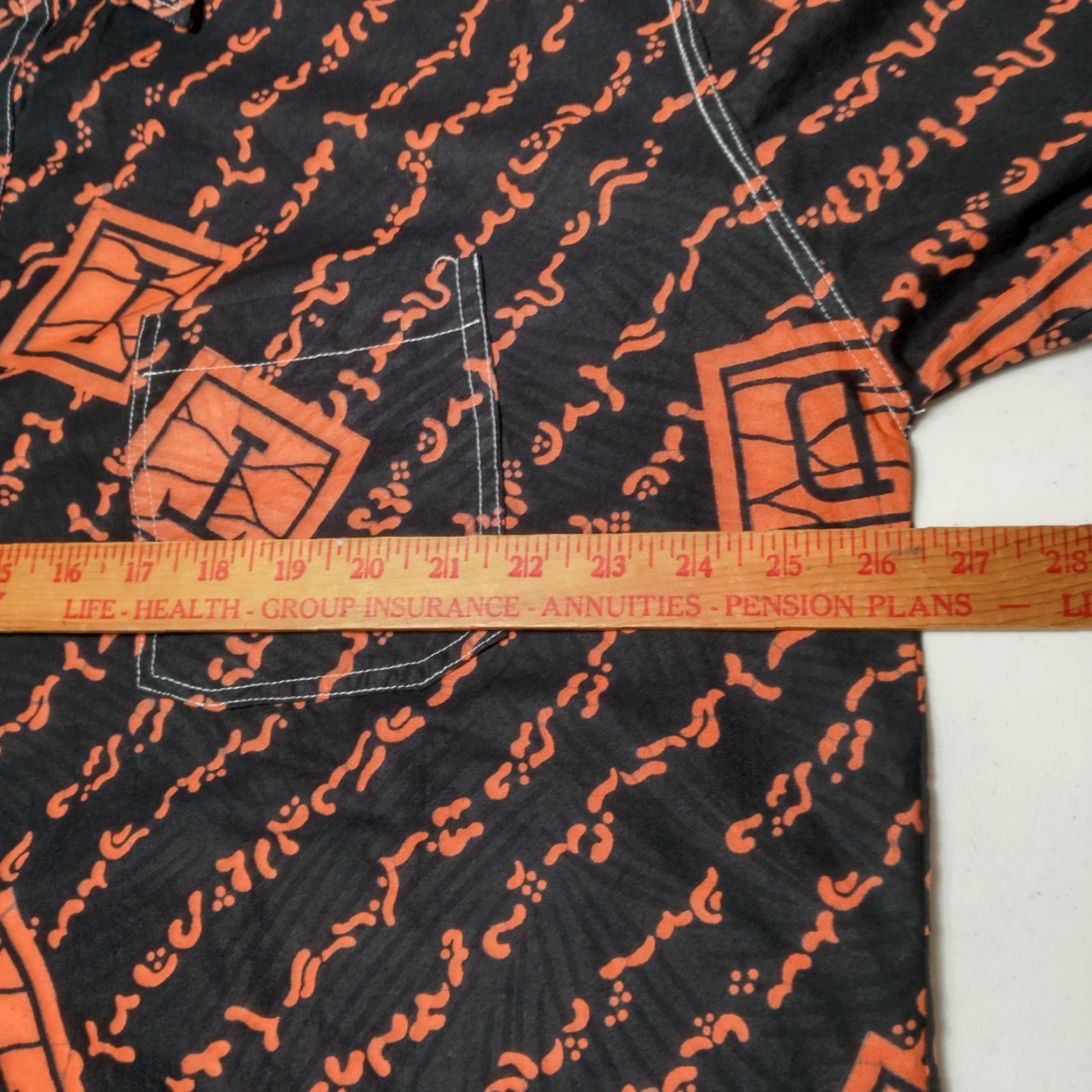 MadeMe VINTAGE Homemade African Tribal Print Shirt Men XL Black Orange Long Sleeve Snap Collar Size US XL / EU 56 / 4 - 6 Thumbnail