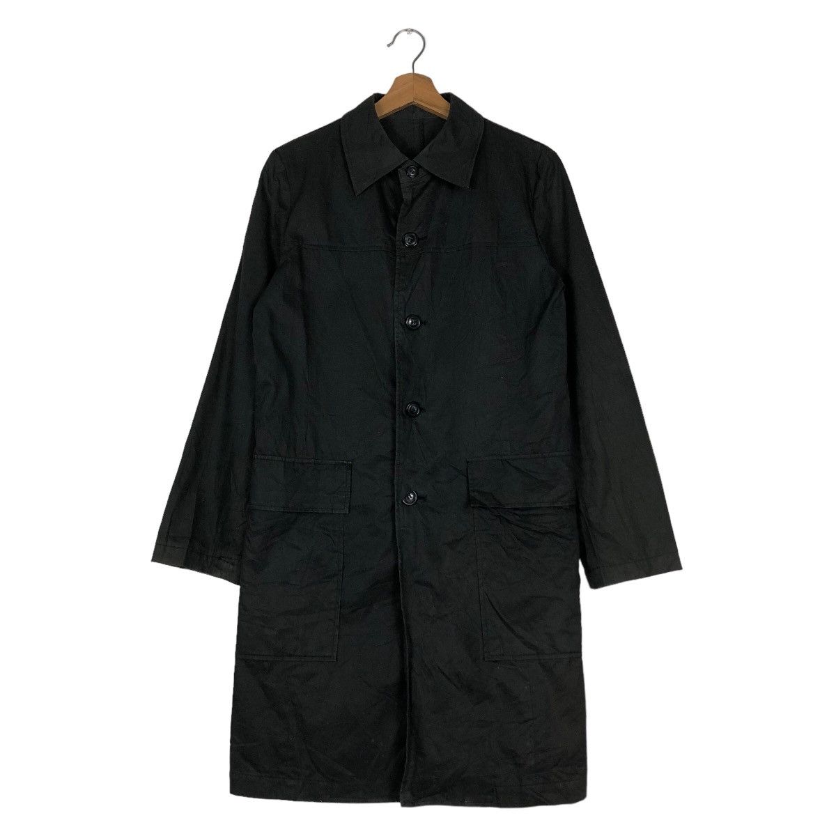 Issey Miyake Rich Black Long Jacket Double Collar Sunao Kiwahara IS Japan Size US M / EU 48-50 / 2 - 1 Thumbnail