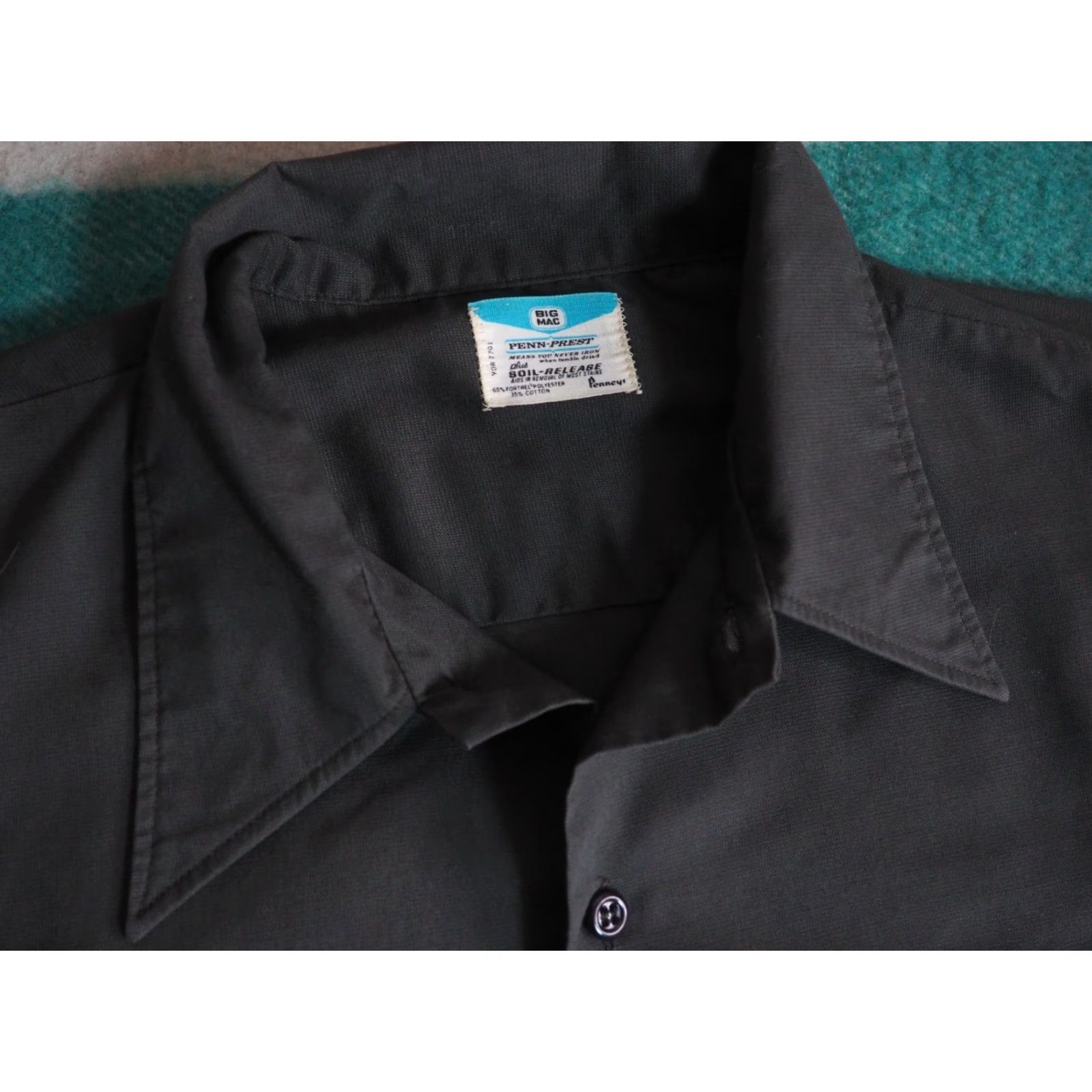 Vintage VTG 60s Big Mac Penneys Dark Green Grunge Crop Button Pocket Shirt Mens L Size US L / EU 52-54 / 3 - 3 Thumbnail