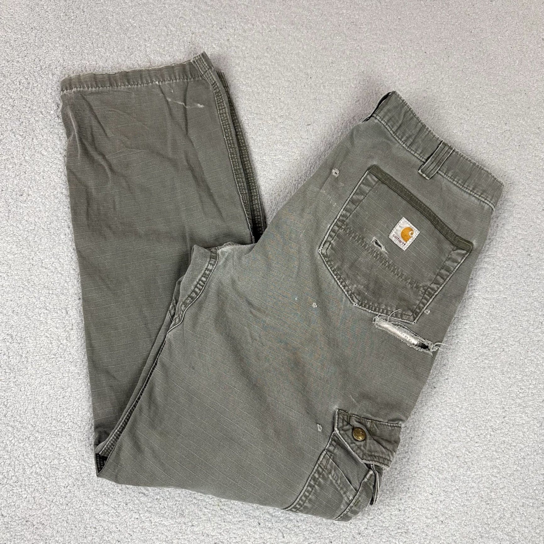 Carhartt Carhartt Pants Mens 34x34 Green Distressed Carpenter Work Wear Relaxed Size US 34 / EU 50 - 2 Thumbnail
