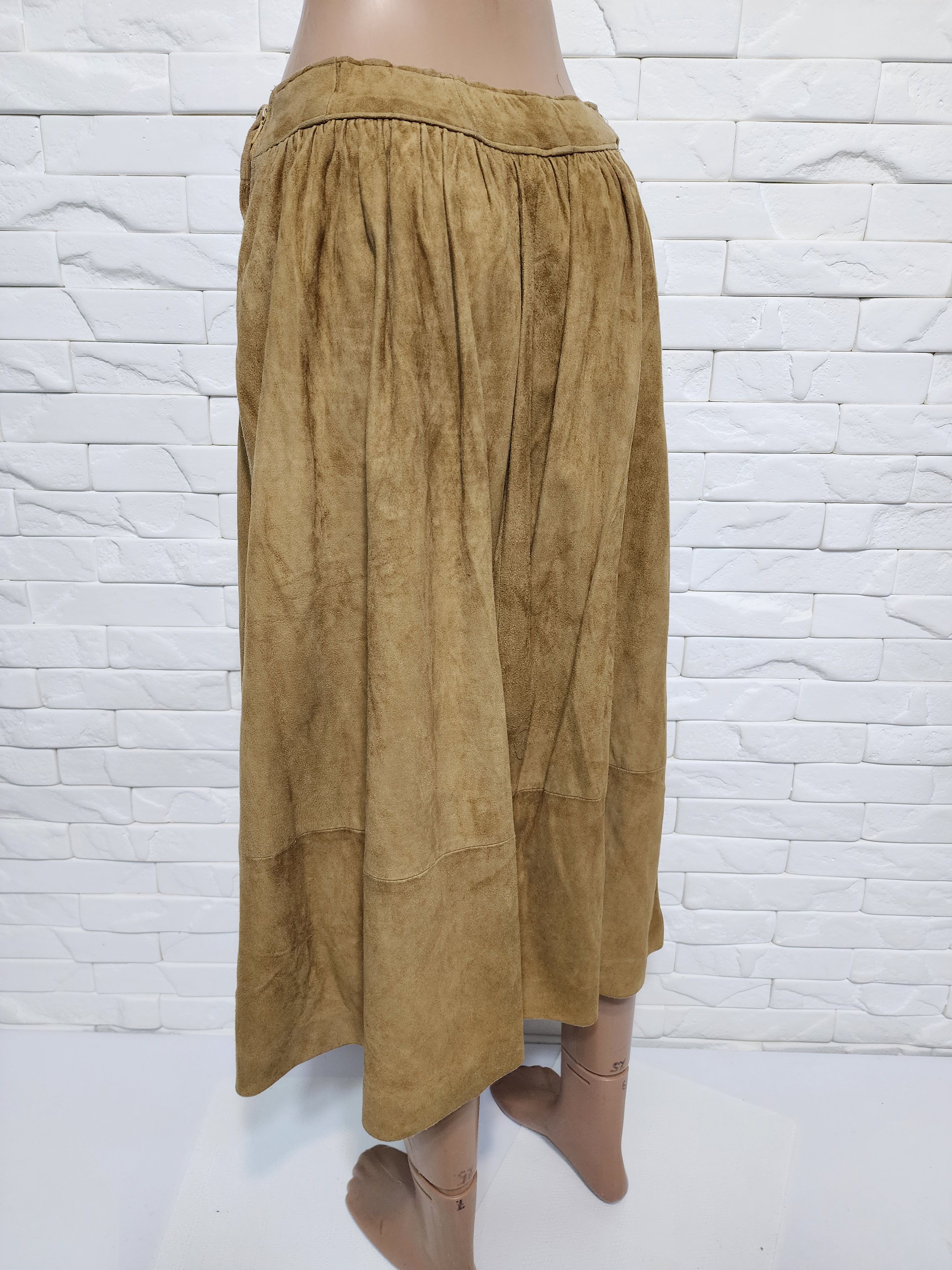 Genuine Leather Brown Suede Leather Skirt Size 30" / US 8 / IT 44 - 6 Thumbnail