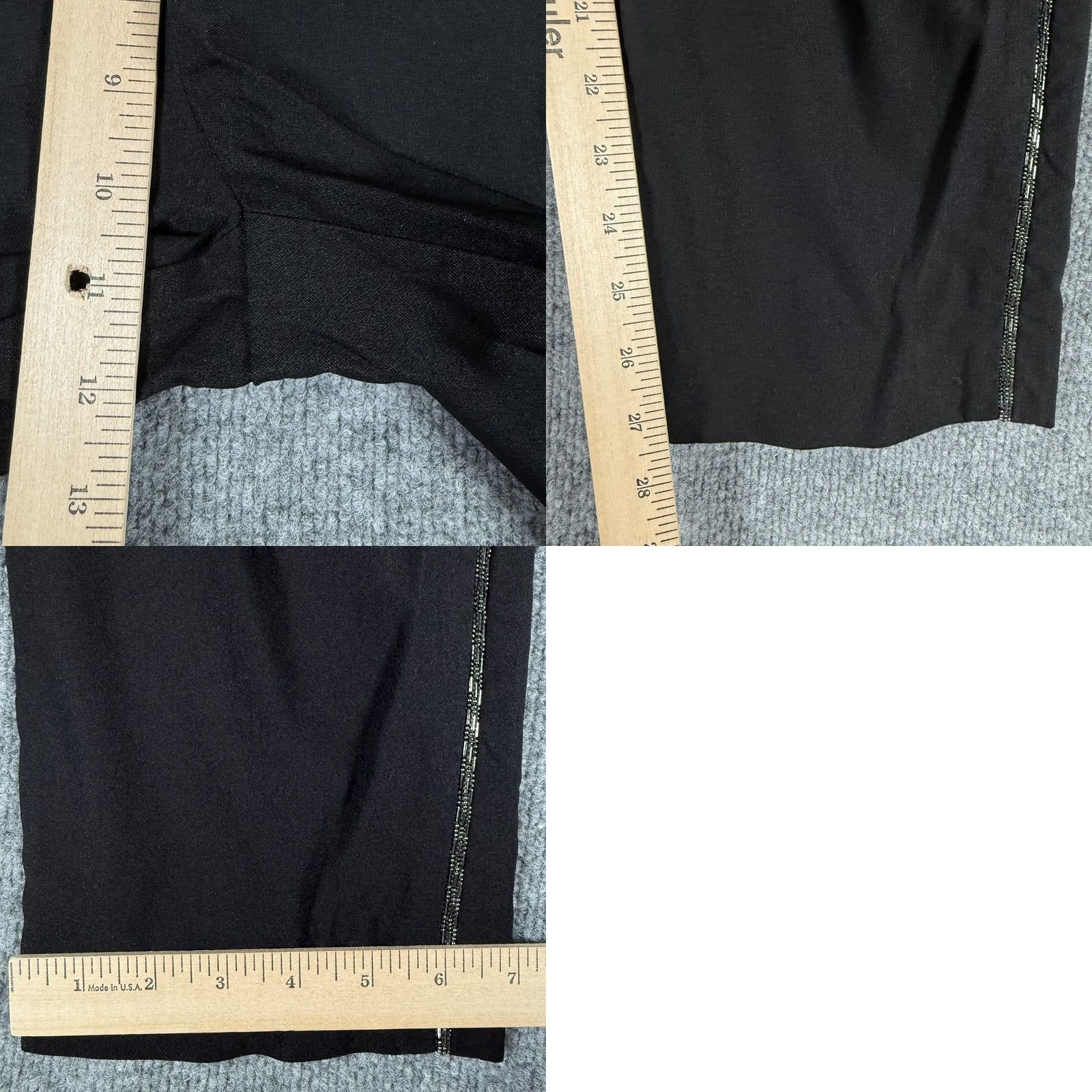 Vintage Chicos Pants Womens 14R Black Straight Leg Stretch Side Stripe Dressy Office Beaded Accent Size 36" / US 14 / IT 50 - 8 Thumbnail